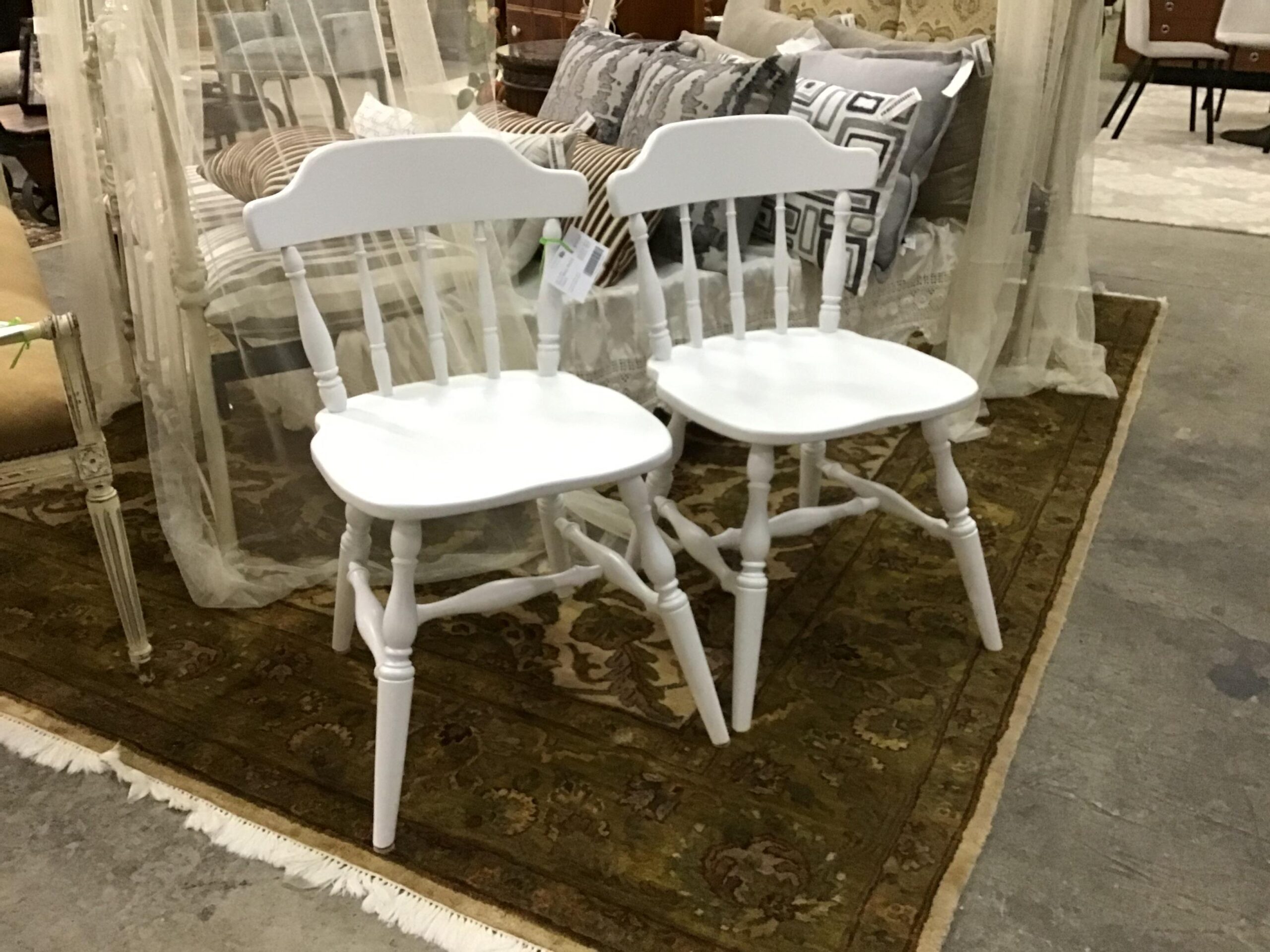 (Pair) White Dining Chairs