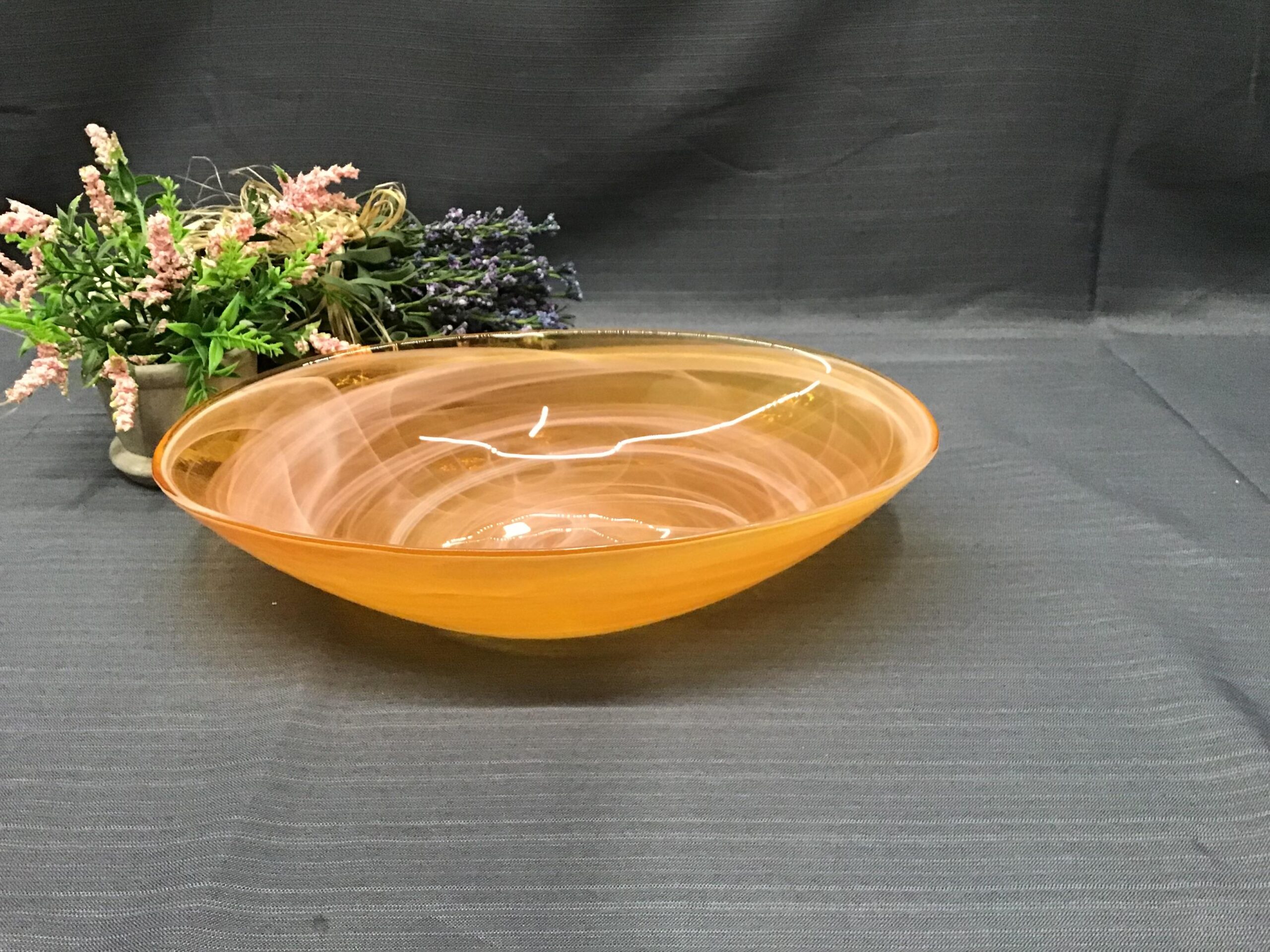 Orange/ White Swirl Glass Bowl