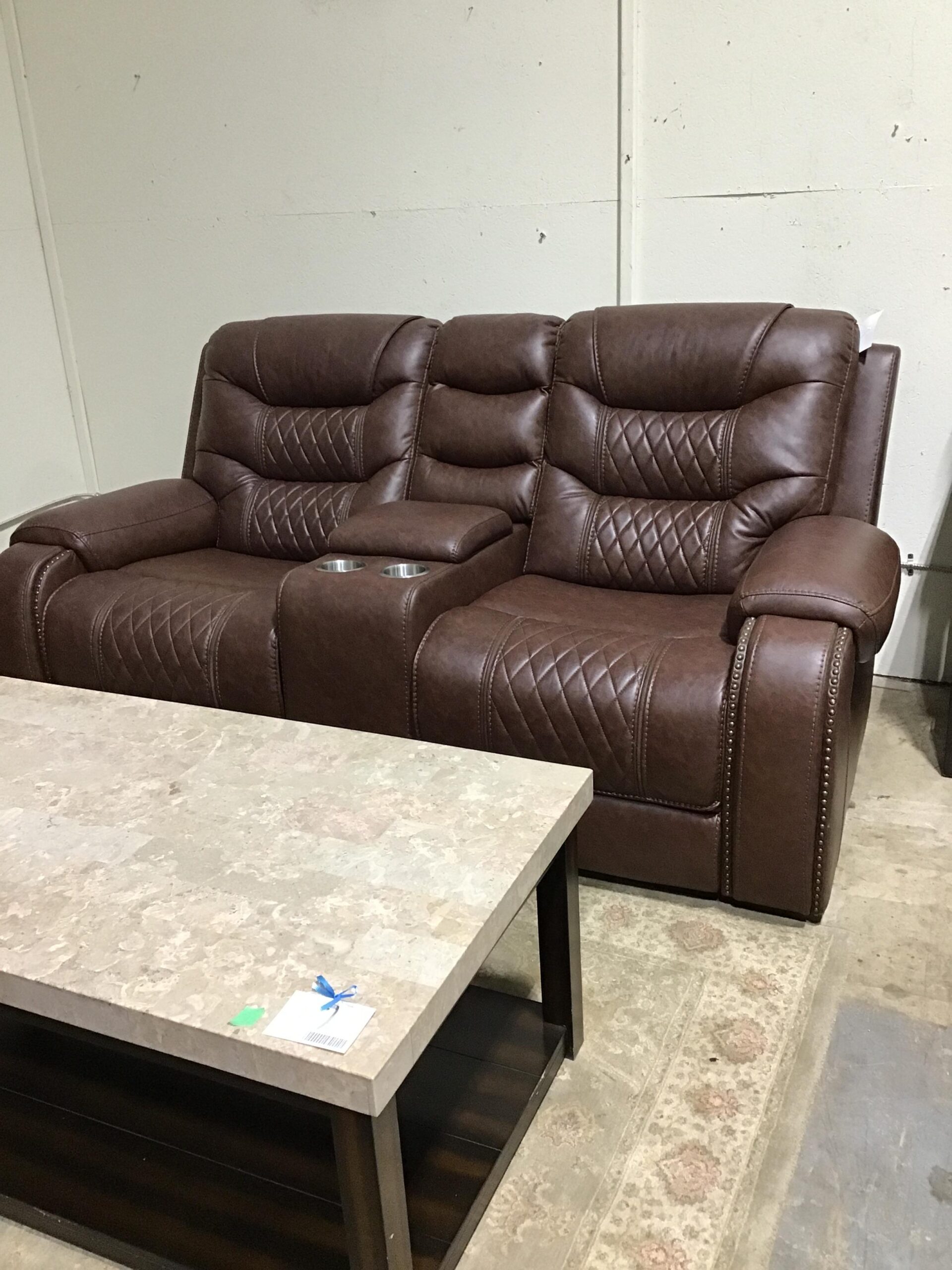 Faux Leather Reclining Loveseat