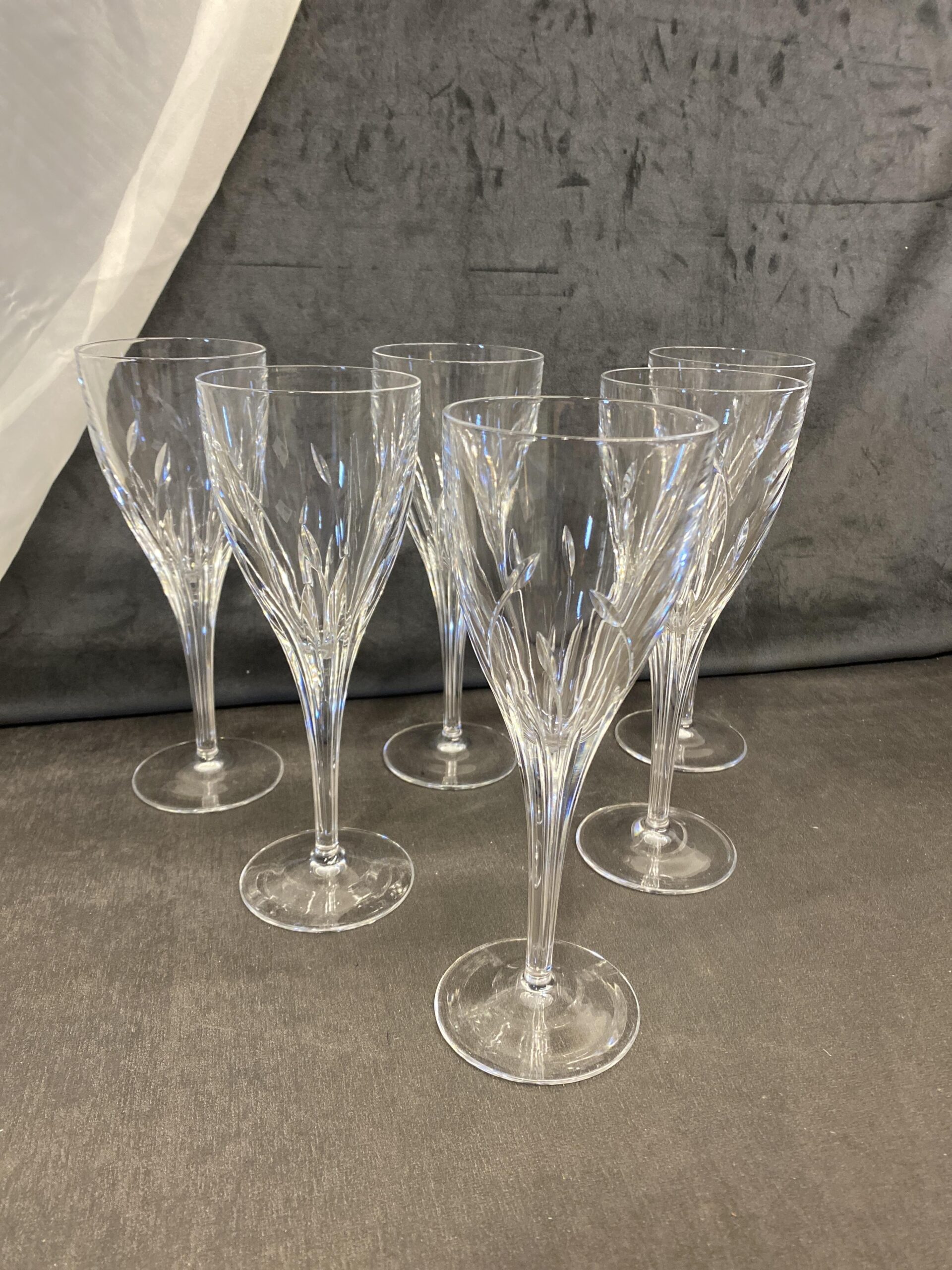 Set of 6 Durand “Pistil” Crystal Wine Glasses