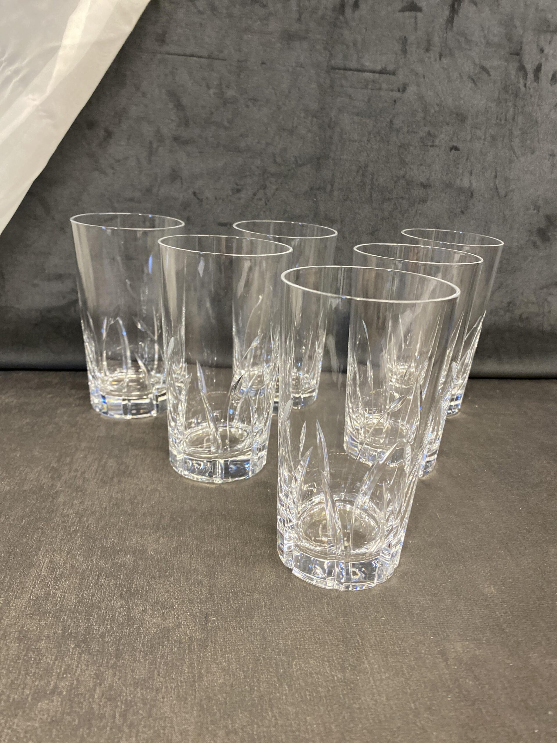 Set of 6 Durand “Pistil” Crystal Highball Glasses