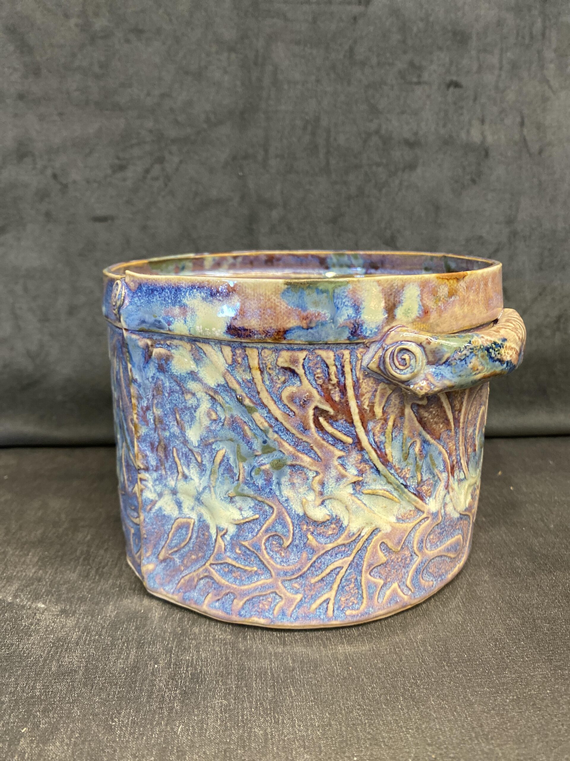 Studio Pottery Planter – Blue