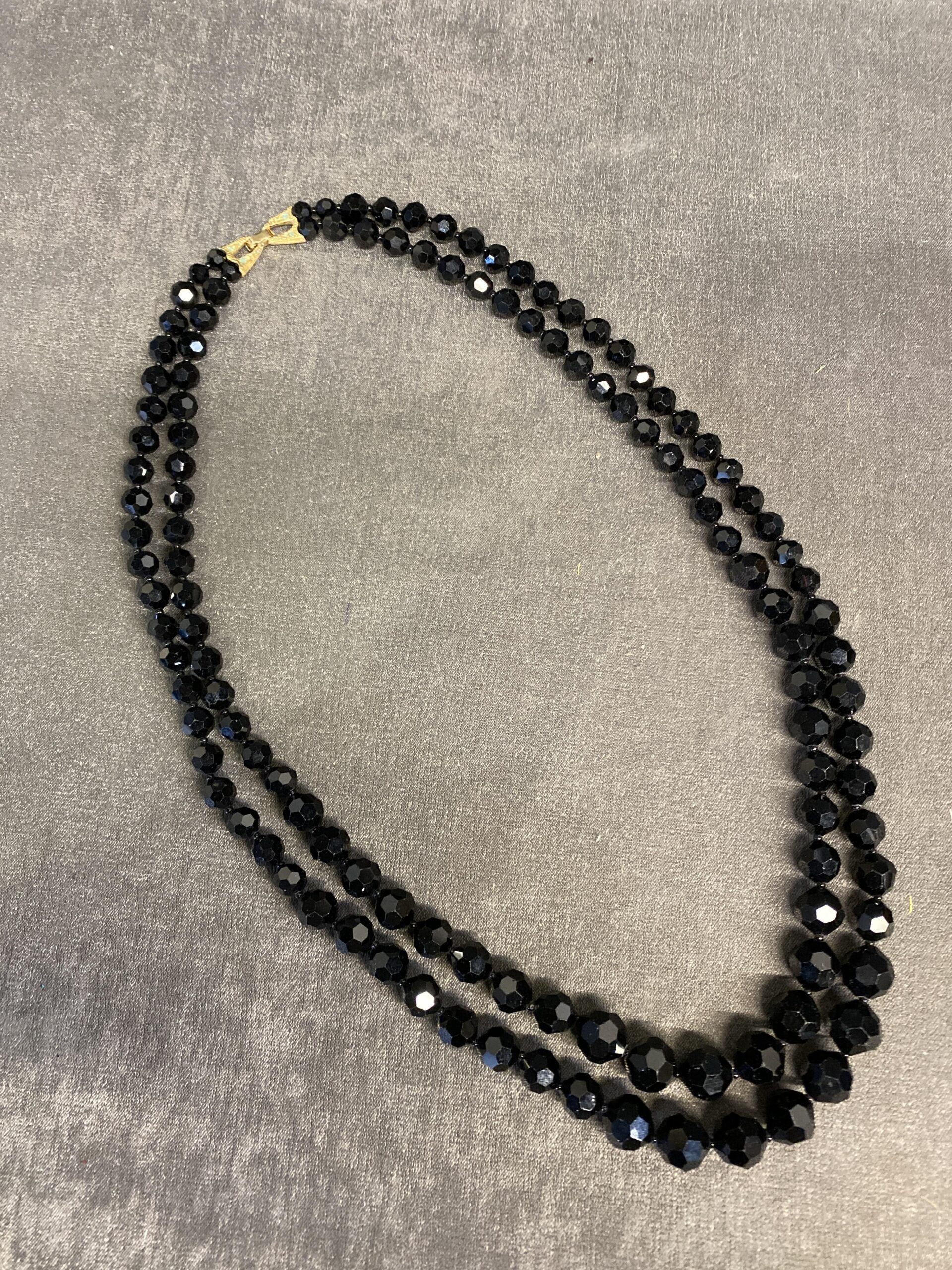 Black Bead Necklace – Double Strand