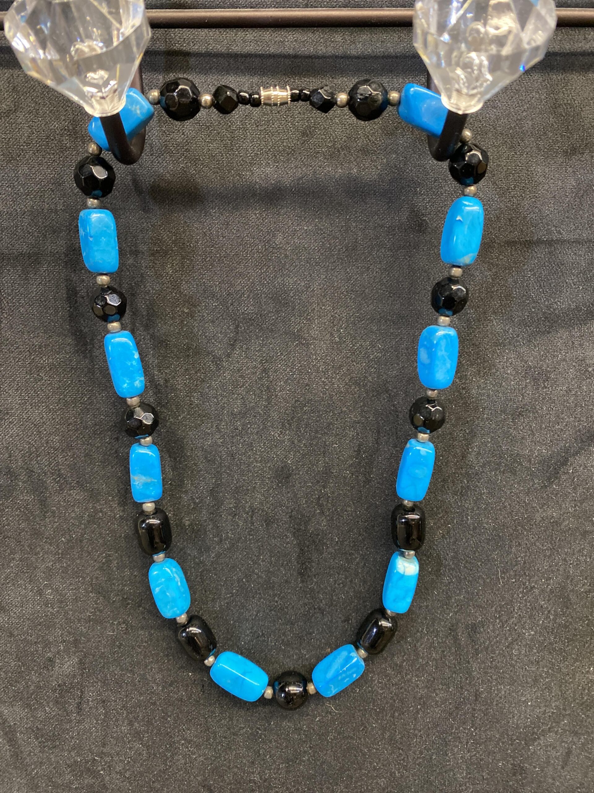 Stone Bead Necklace – Blue & Black