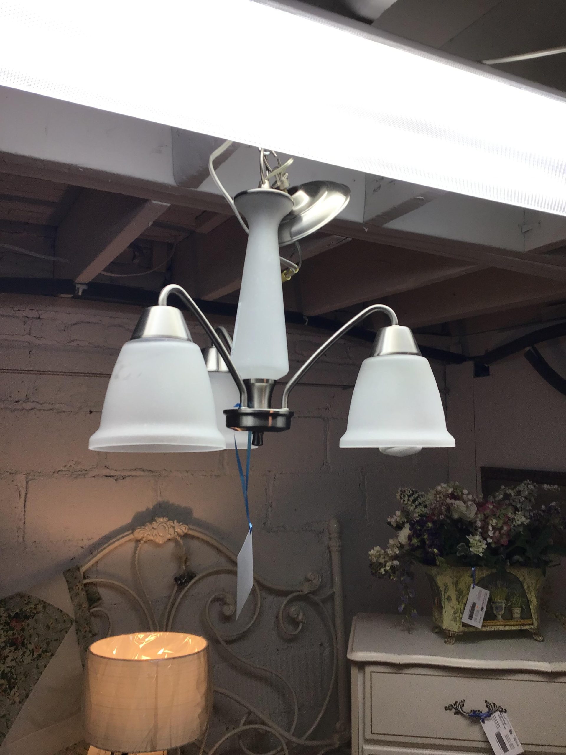 Frosted Glass Hanging Light   NEW PRICE $45.00