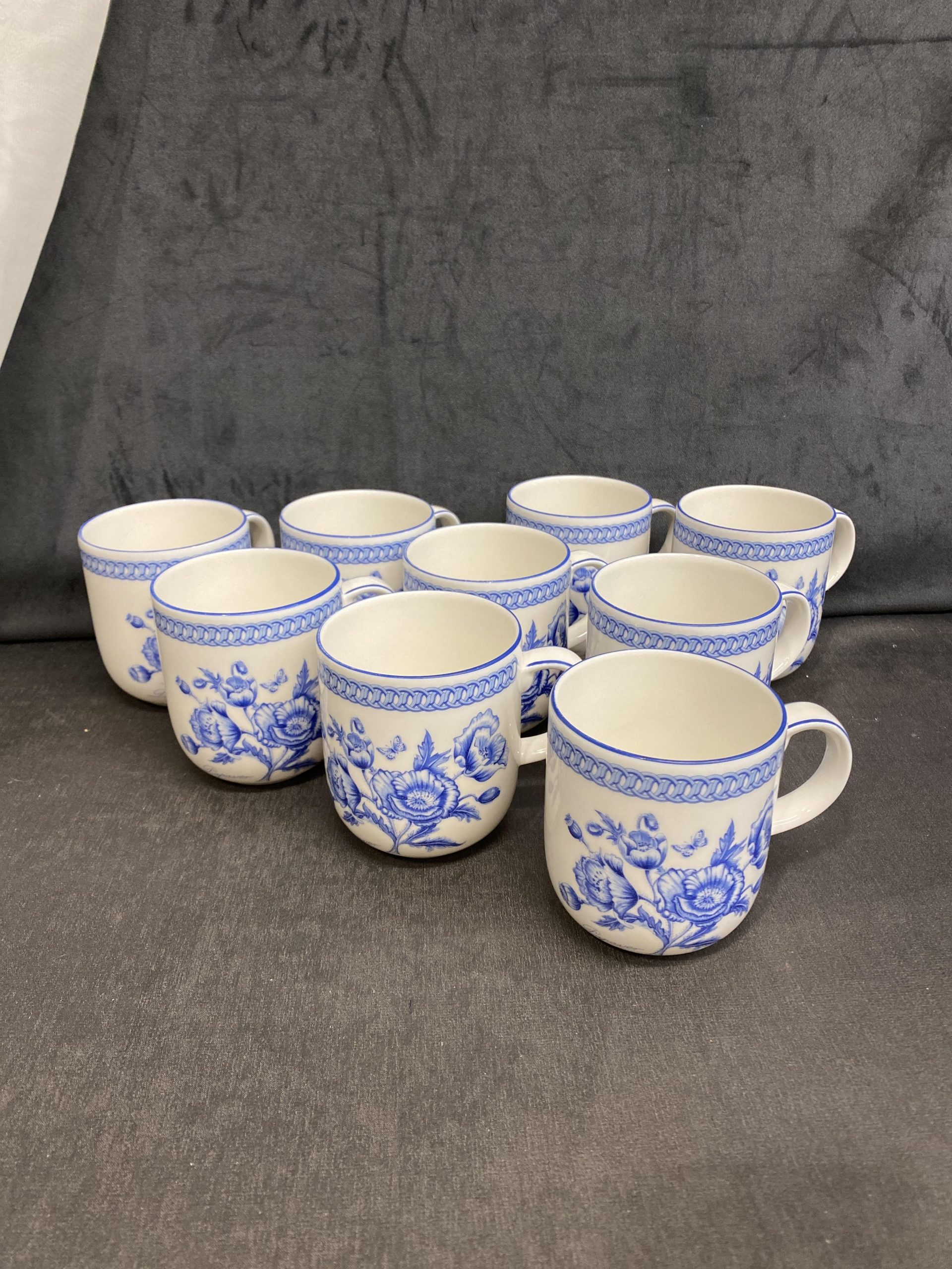 “Blue Botanic” Set of 9 Mugs – NEW PRICE $64.57 ! SAY GOOD BUY !