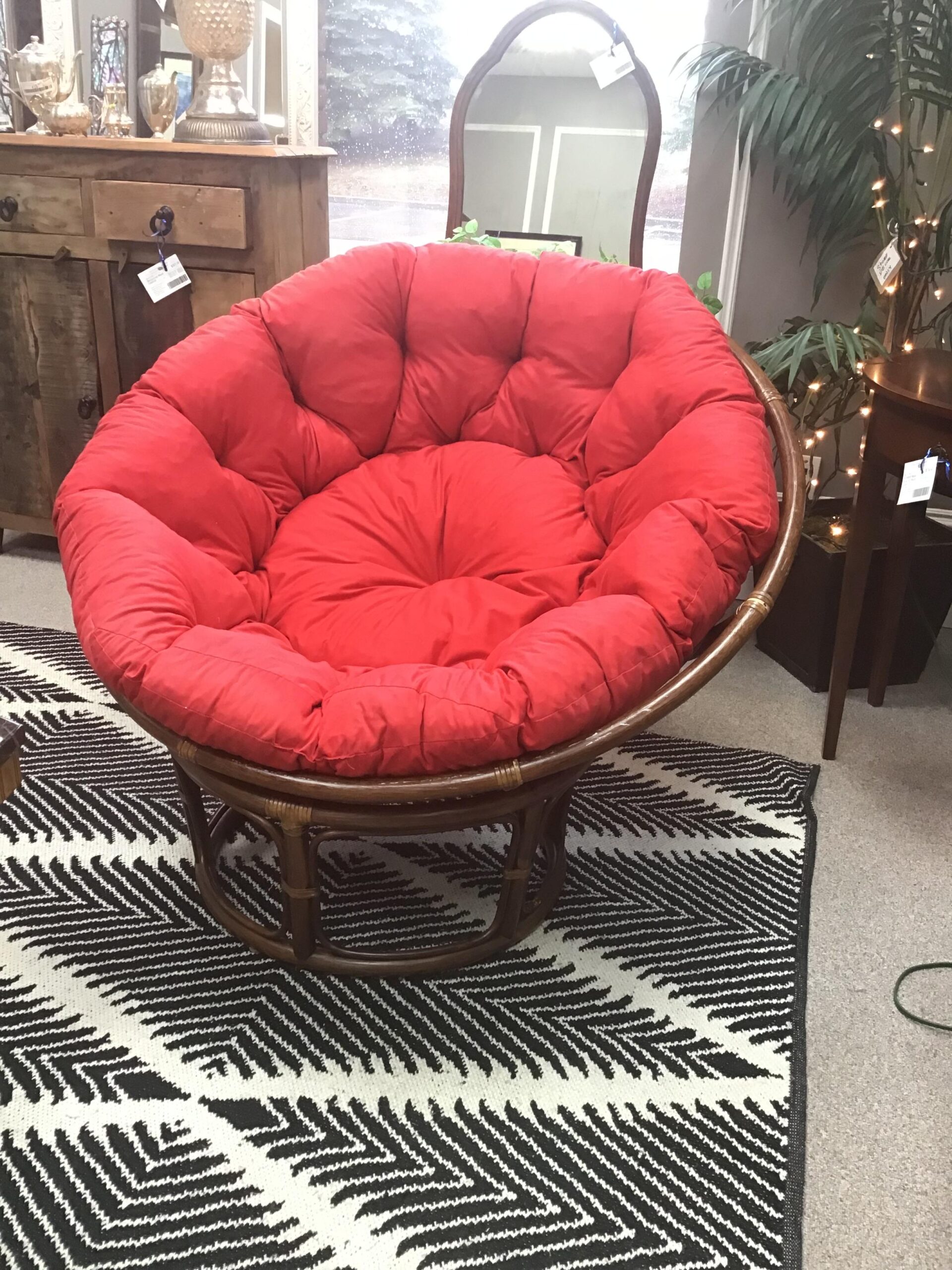 Red Rattan Papasan Chair