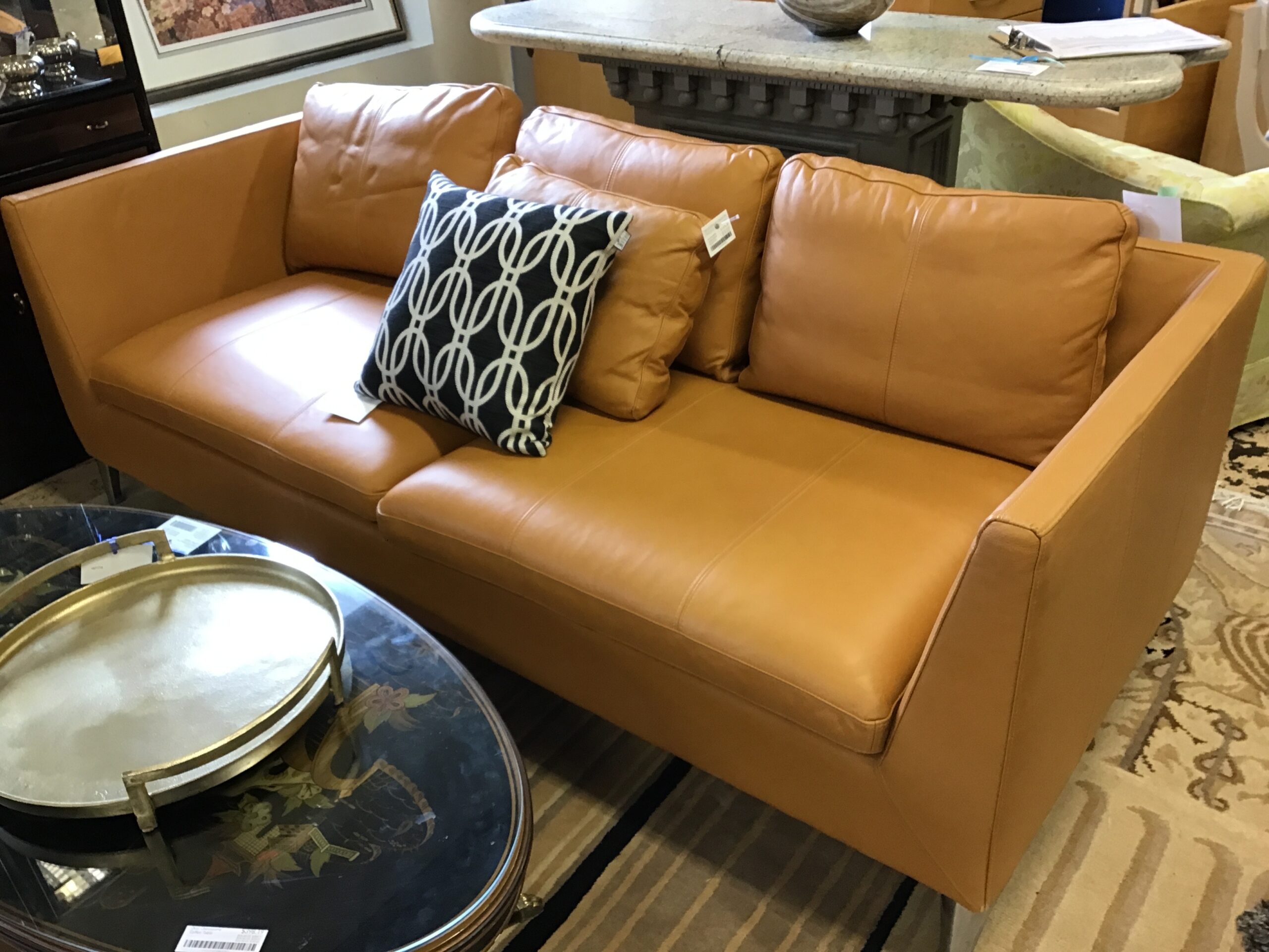 Ikea Stockholm Leather Sofa & 1 Toss Cushion