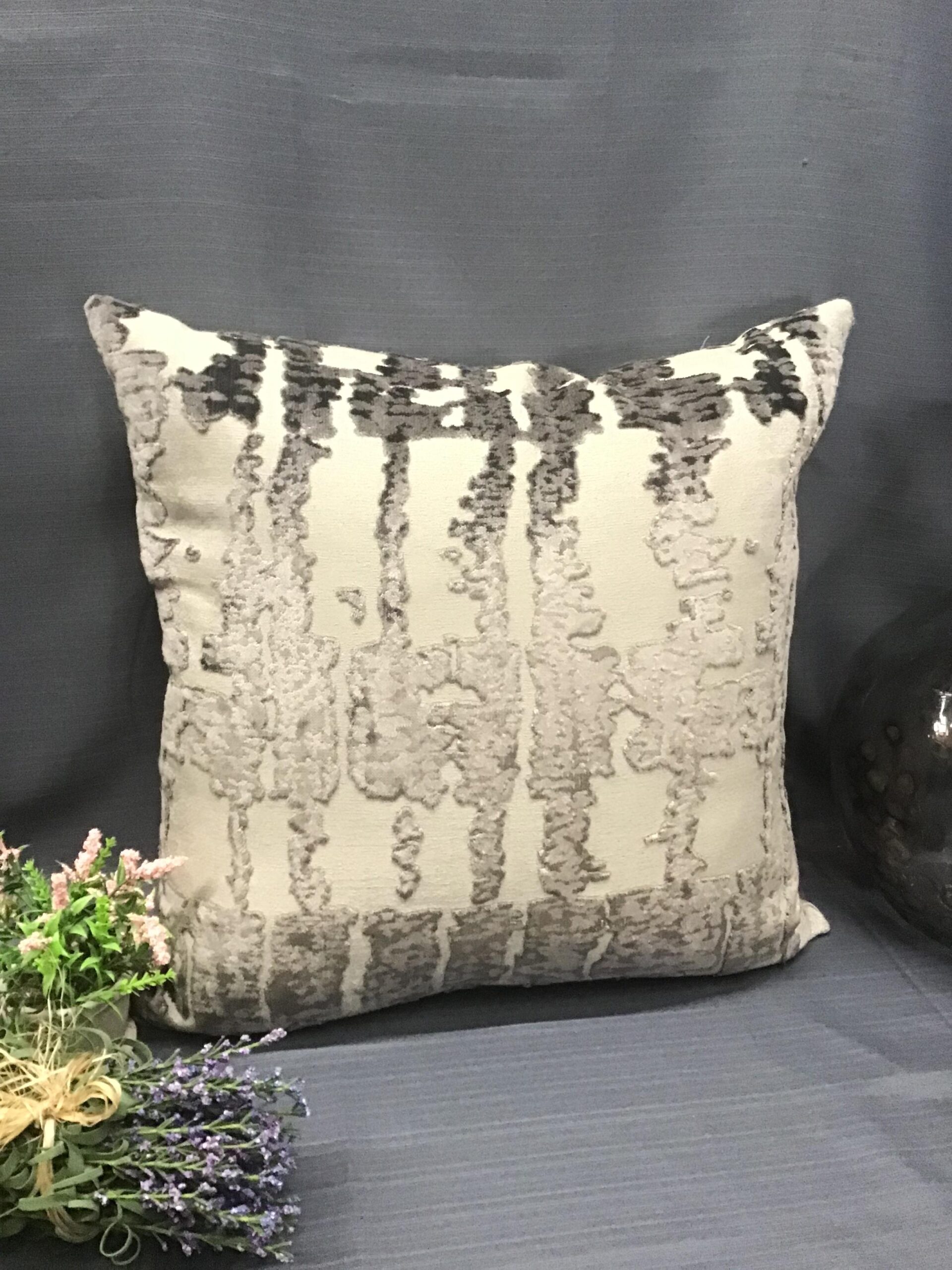 Grey Abstract Zippered Cushion