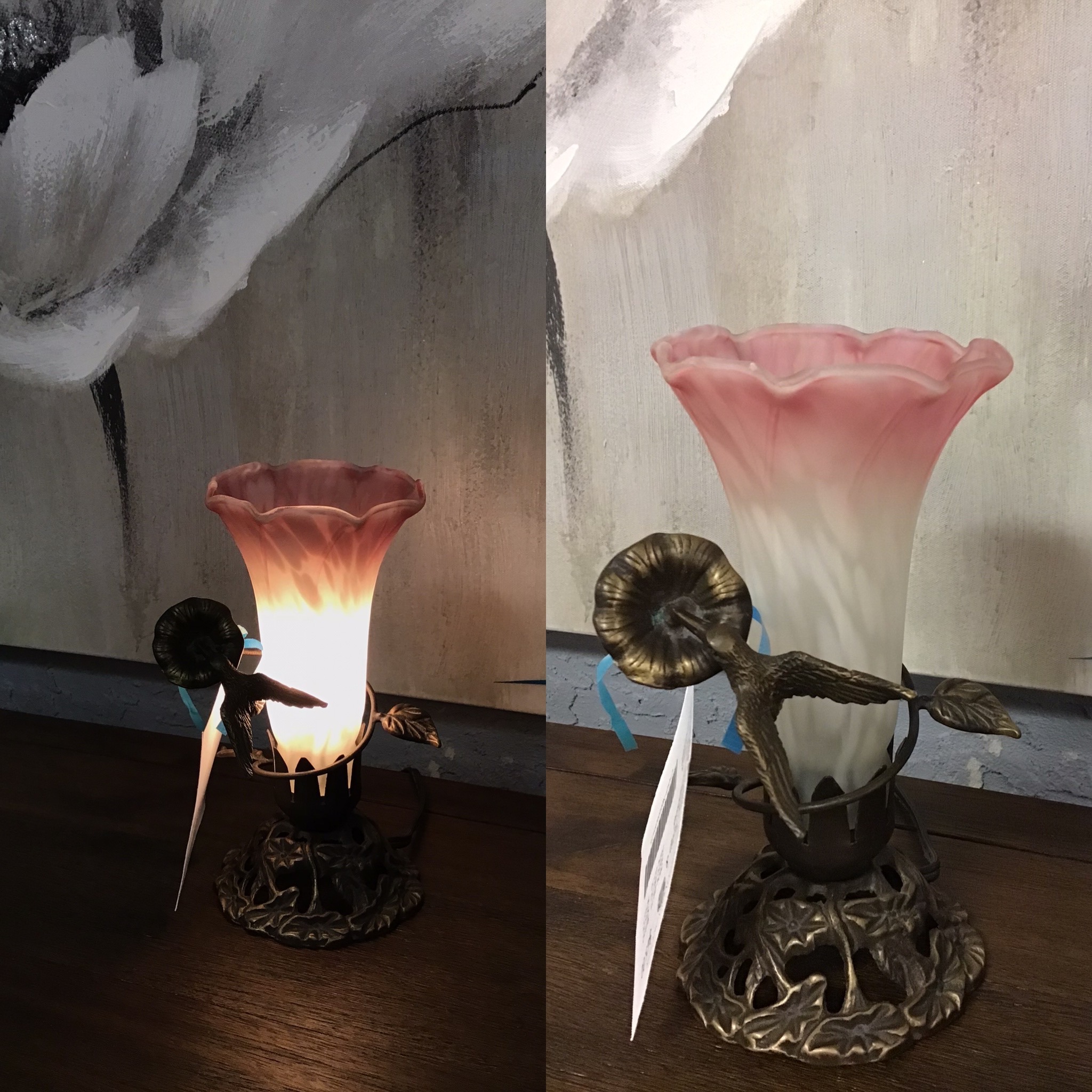 Whimsical Tulip & Hummingbird Lamp