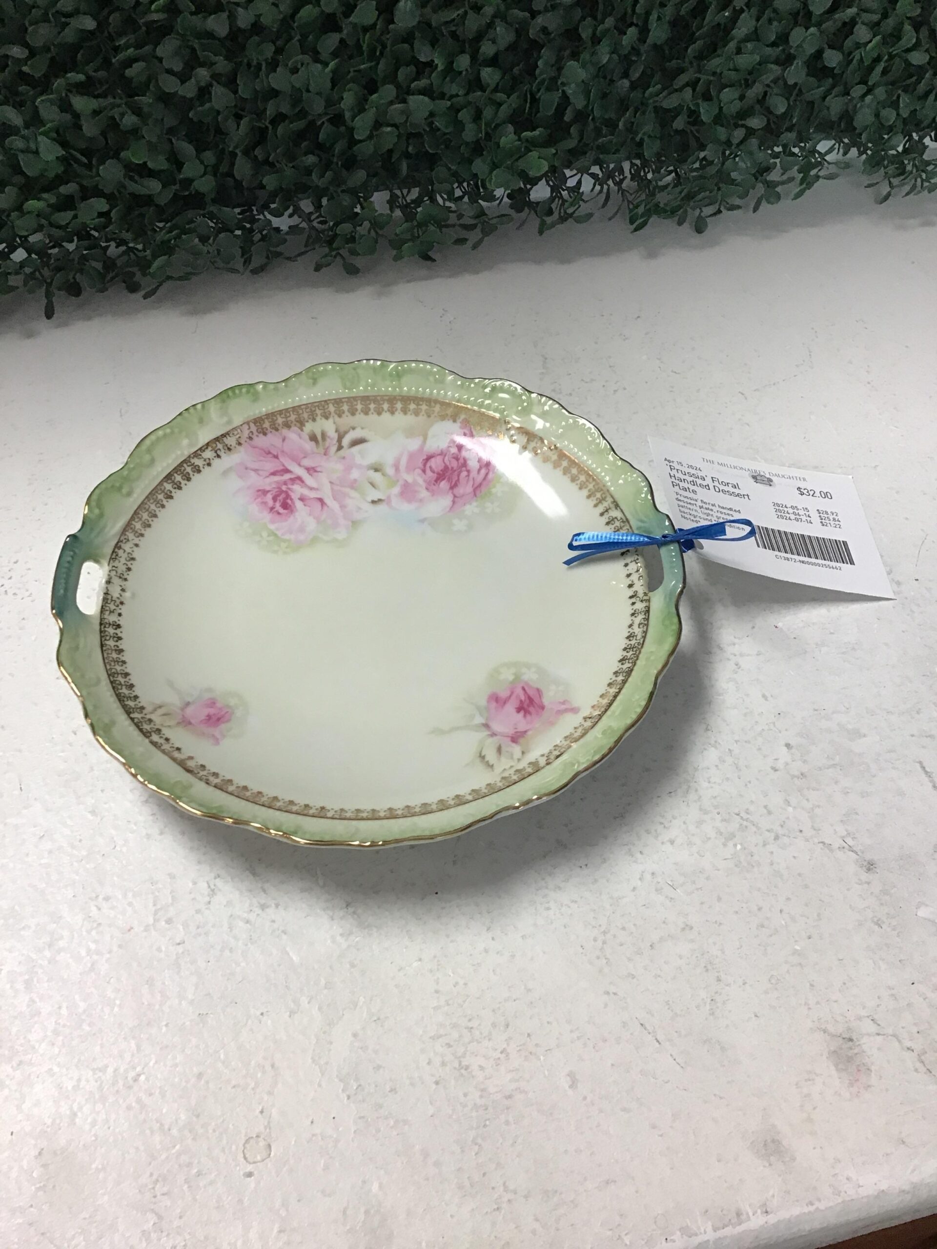 ‘Prussia’ Floral Handled Dessert Plate