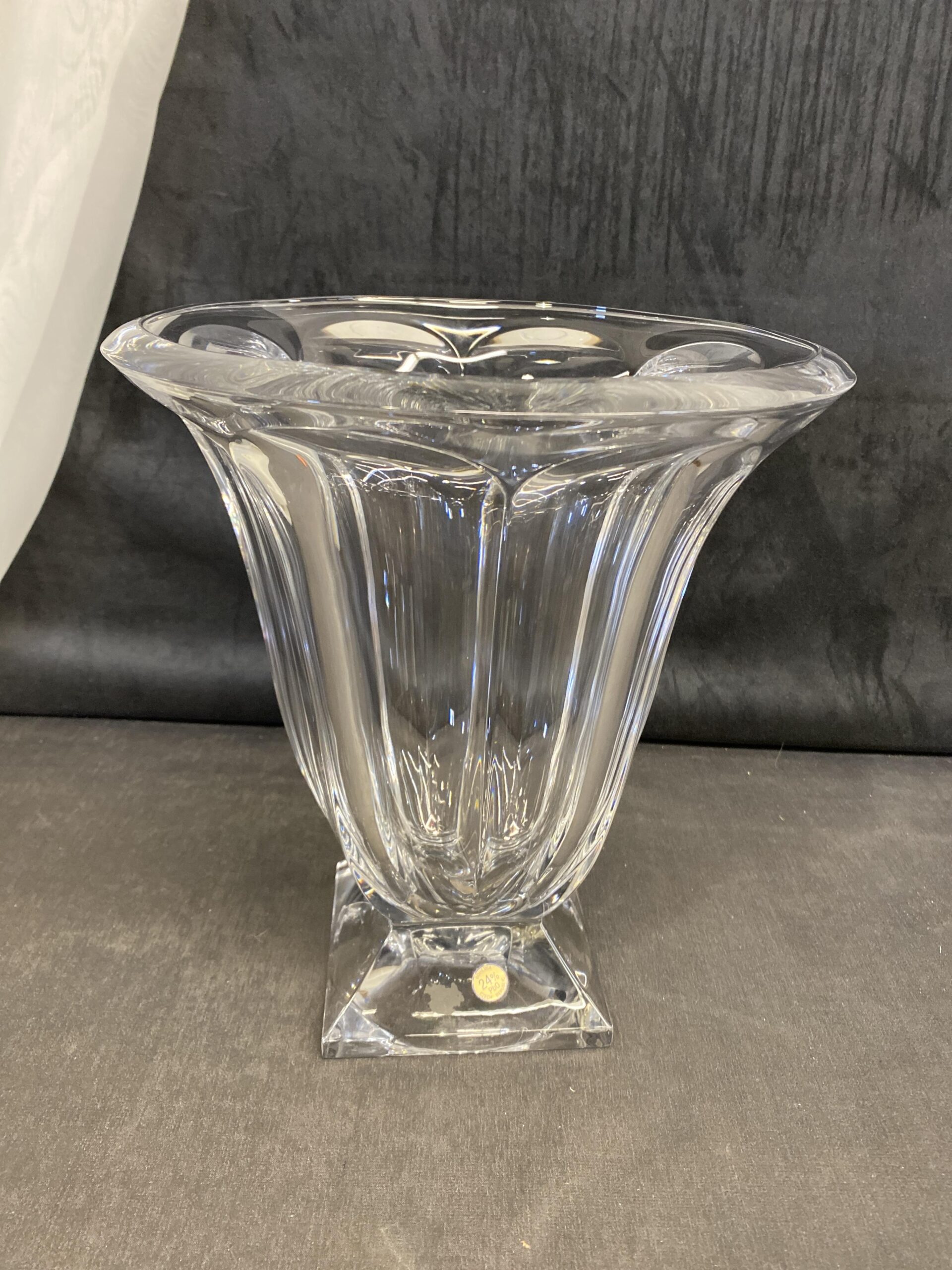 Large Bohemia Crystal Footed Vase