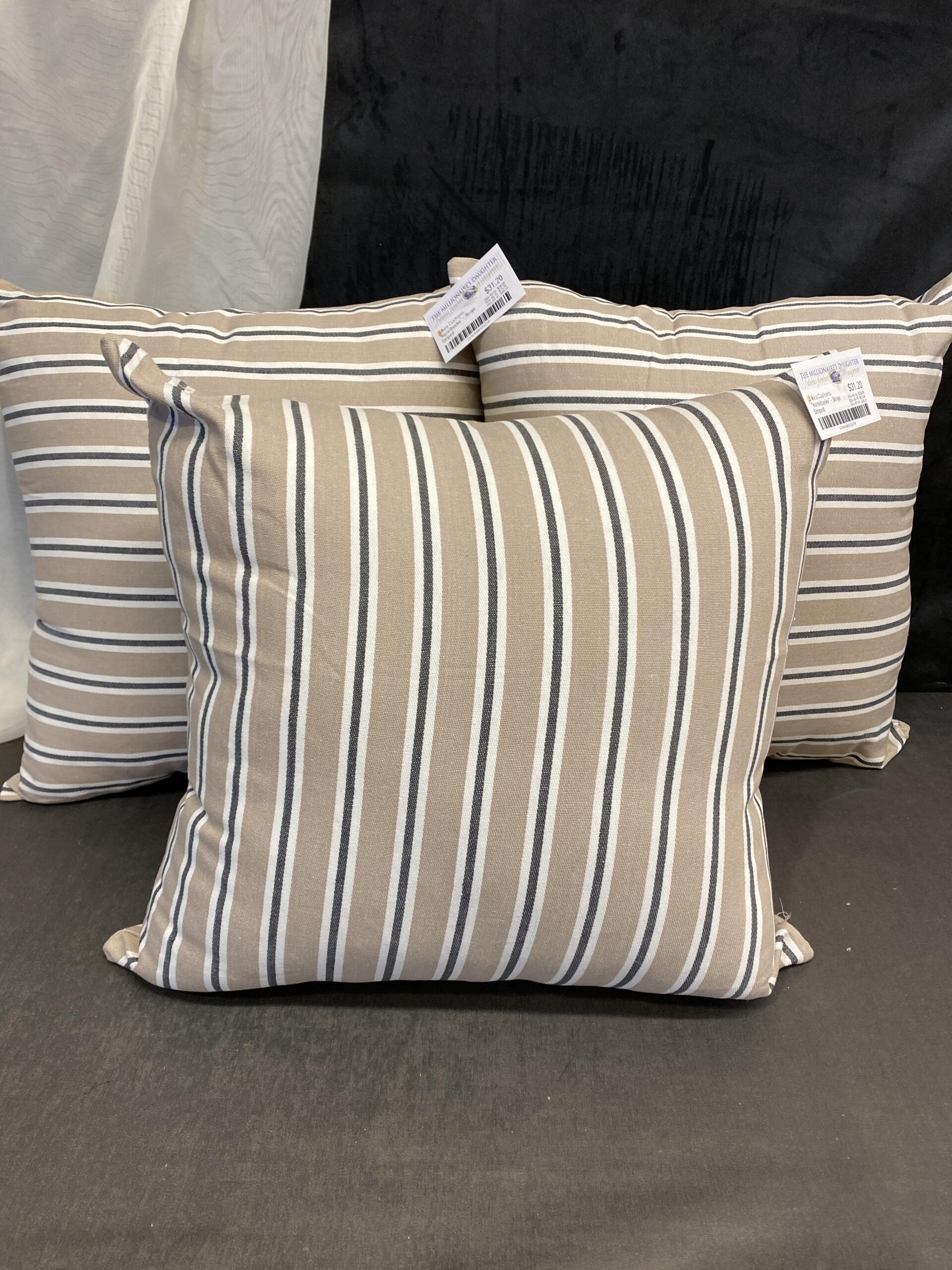 3 Ikea Cushions “Koralbuske” – Beige Striped