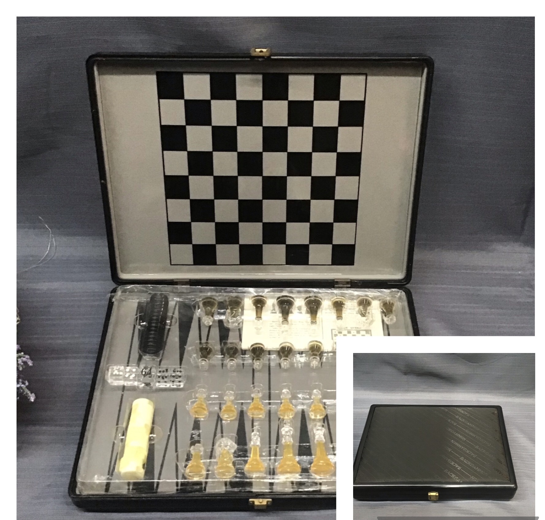 Travel Backgammon Game Set (in black case)