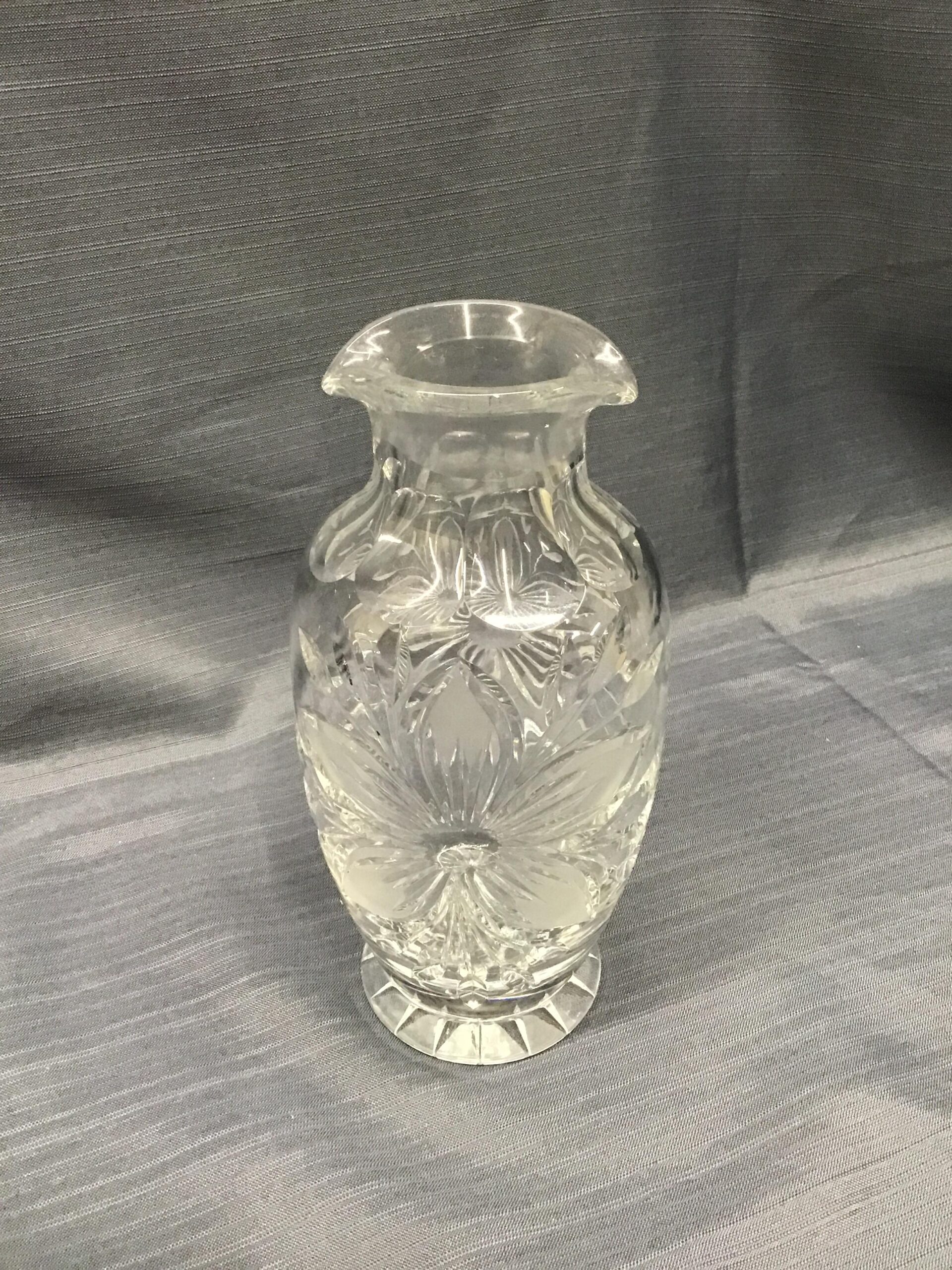 Cut Glass 9″ Floral Vase