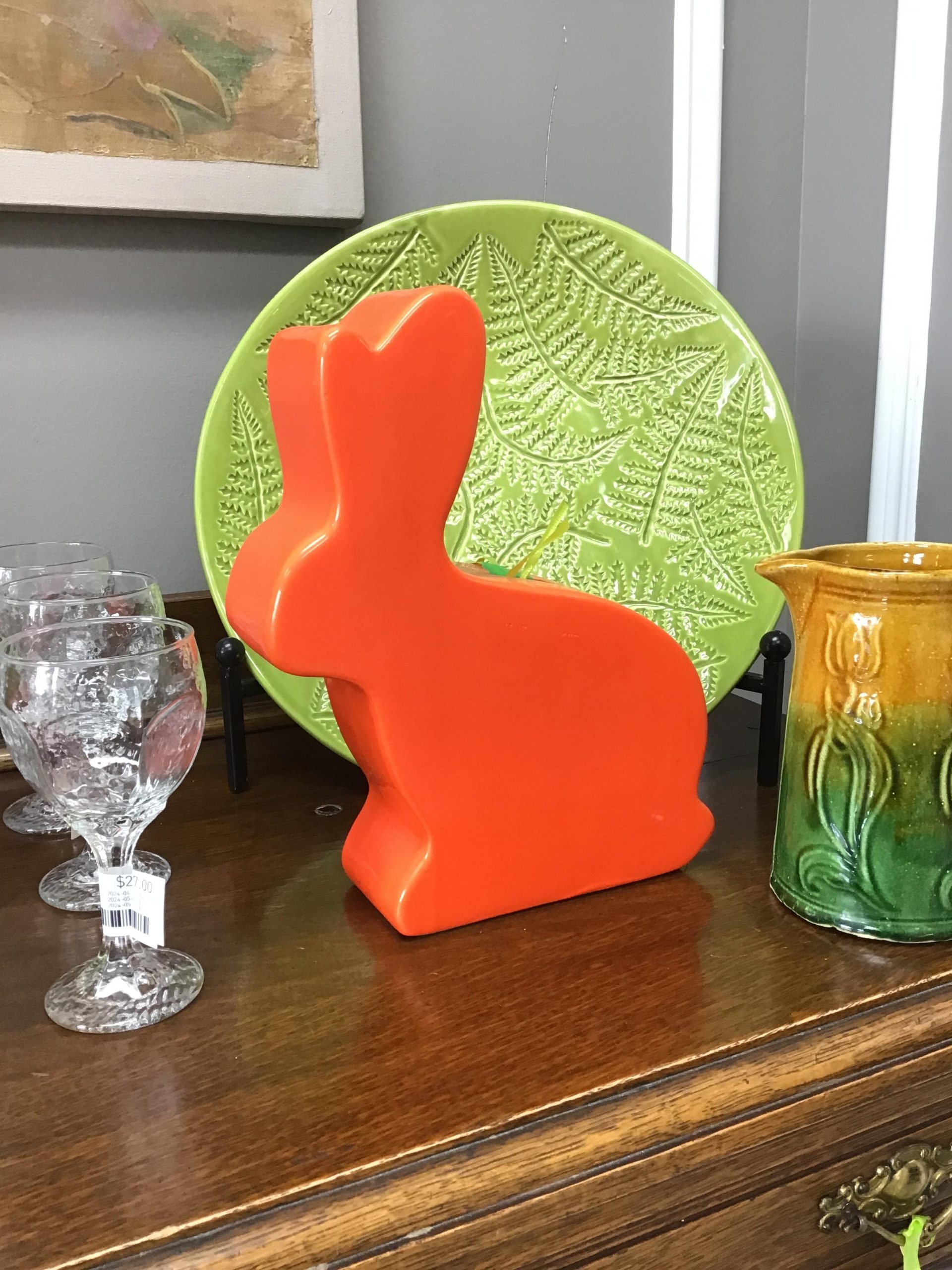 Orange Ceramic Rabbit Bank