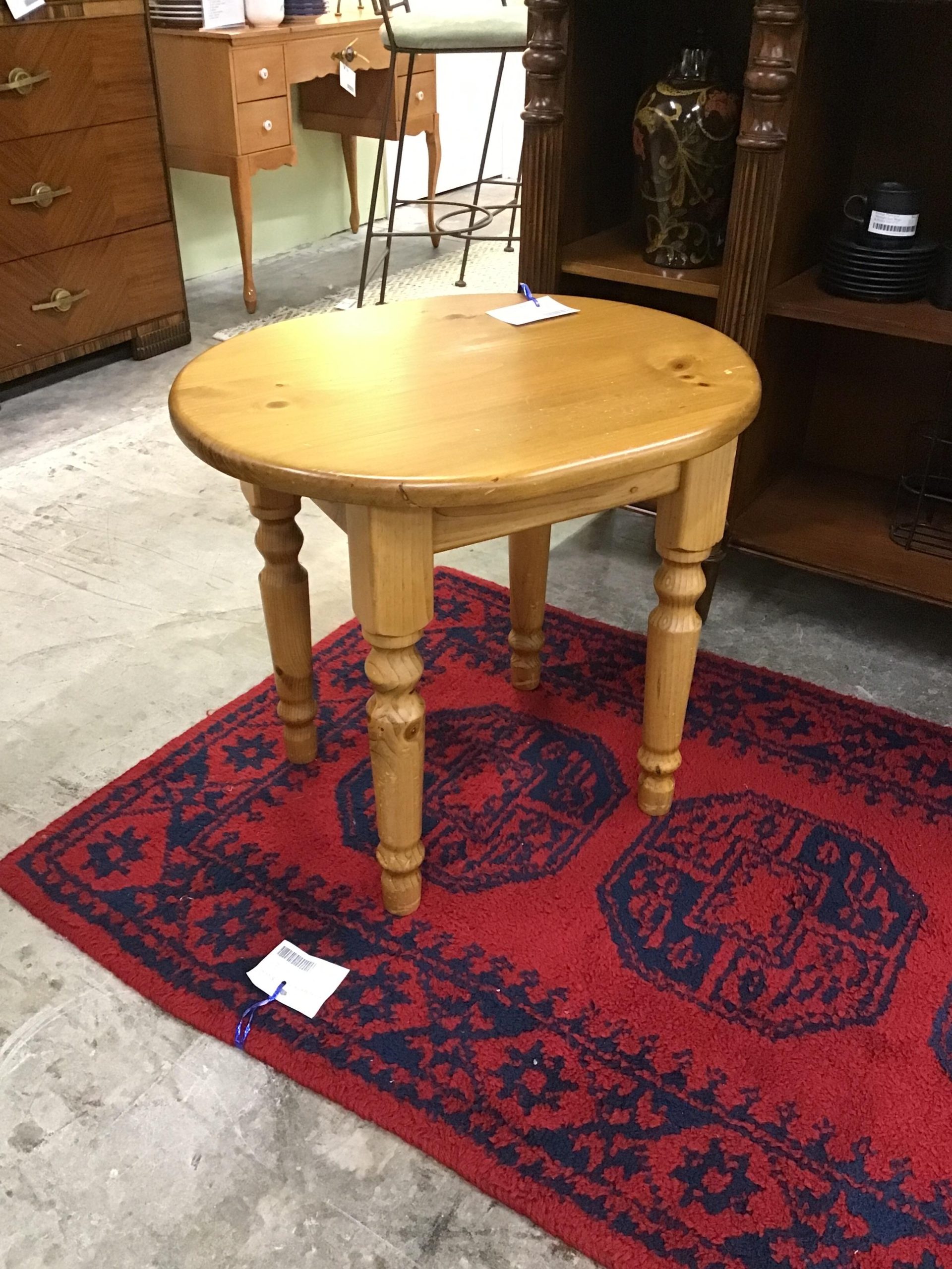 Lt. Solid Pine Wood Oval Side Table