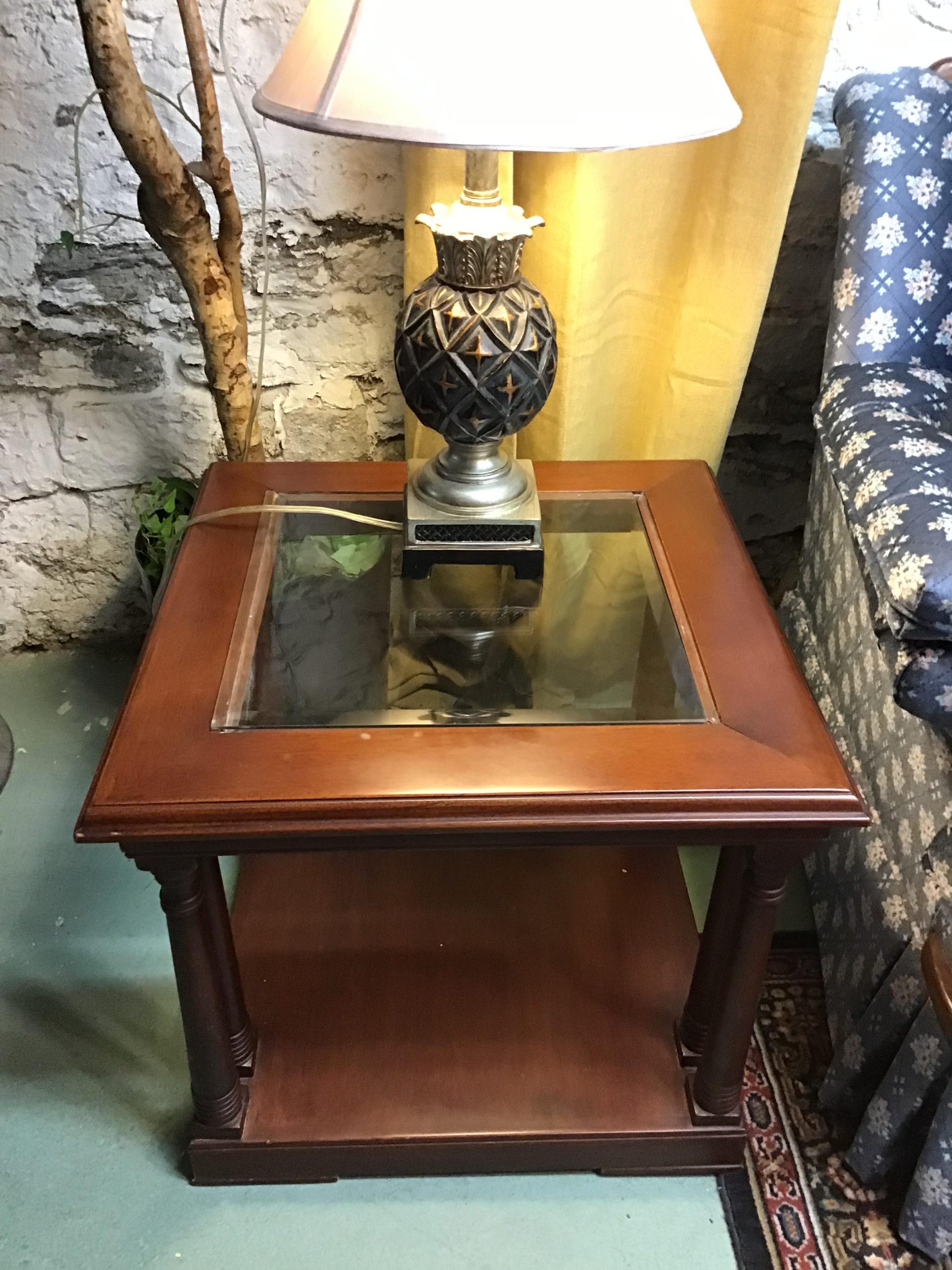 Glass & Wood Side Table