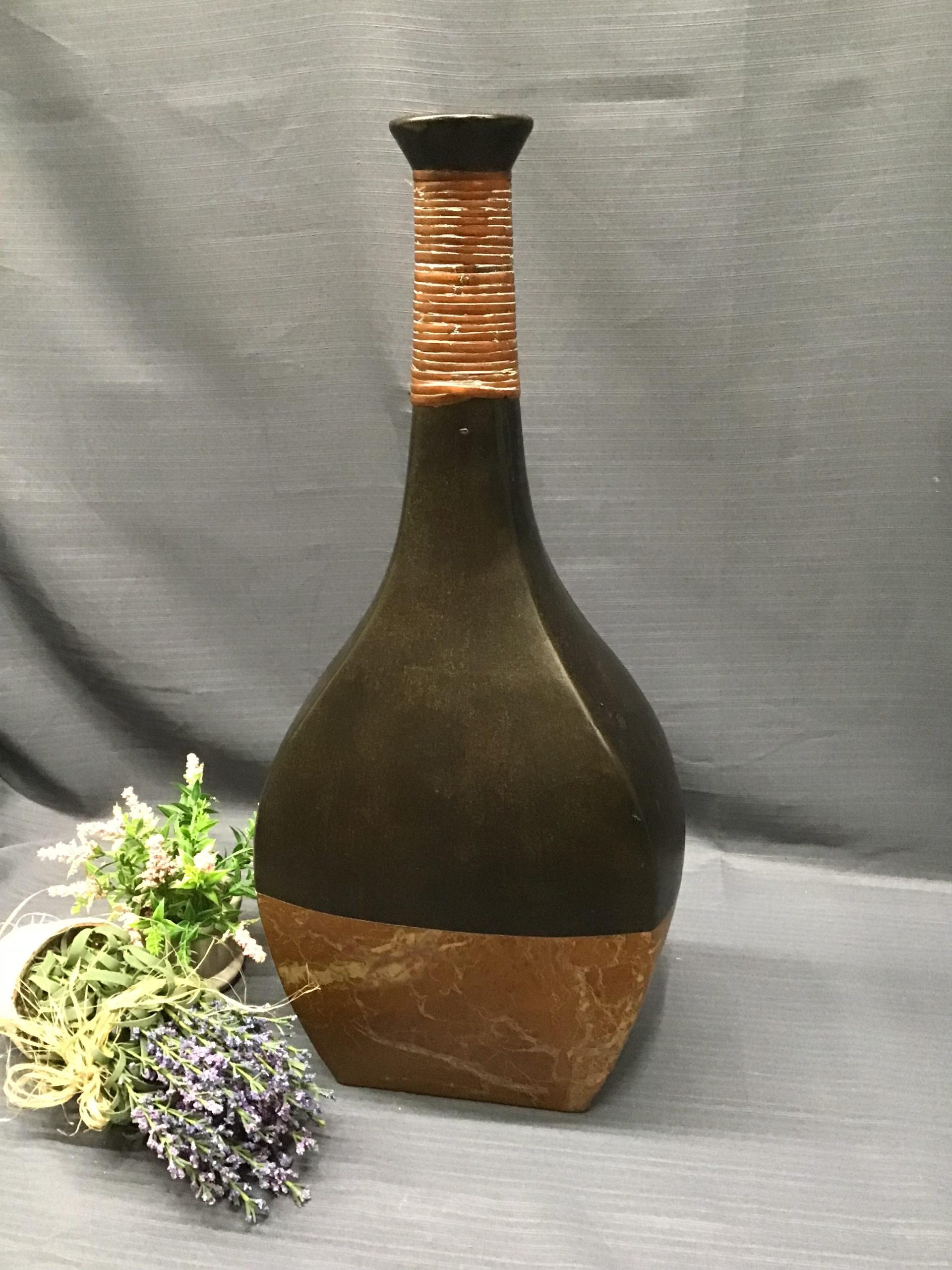 Tall Drk. Brown/ Rust Ceramic Vase