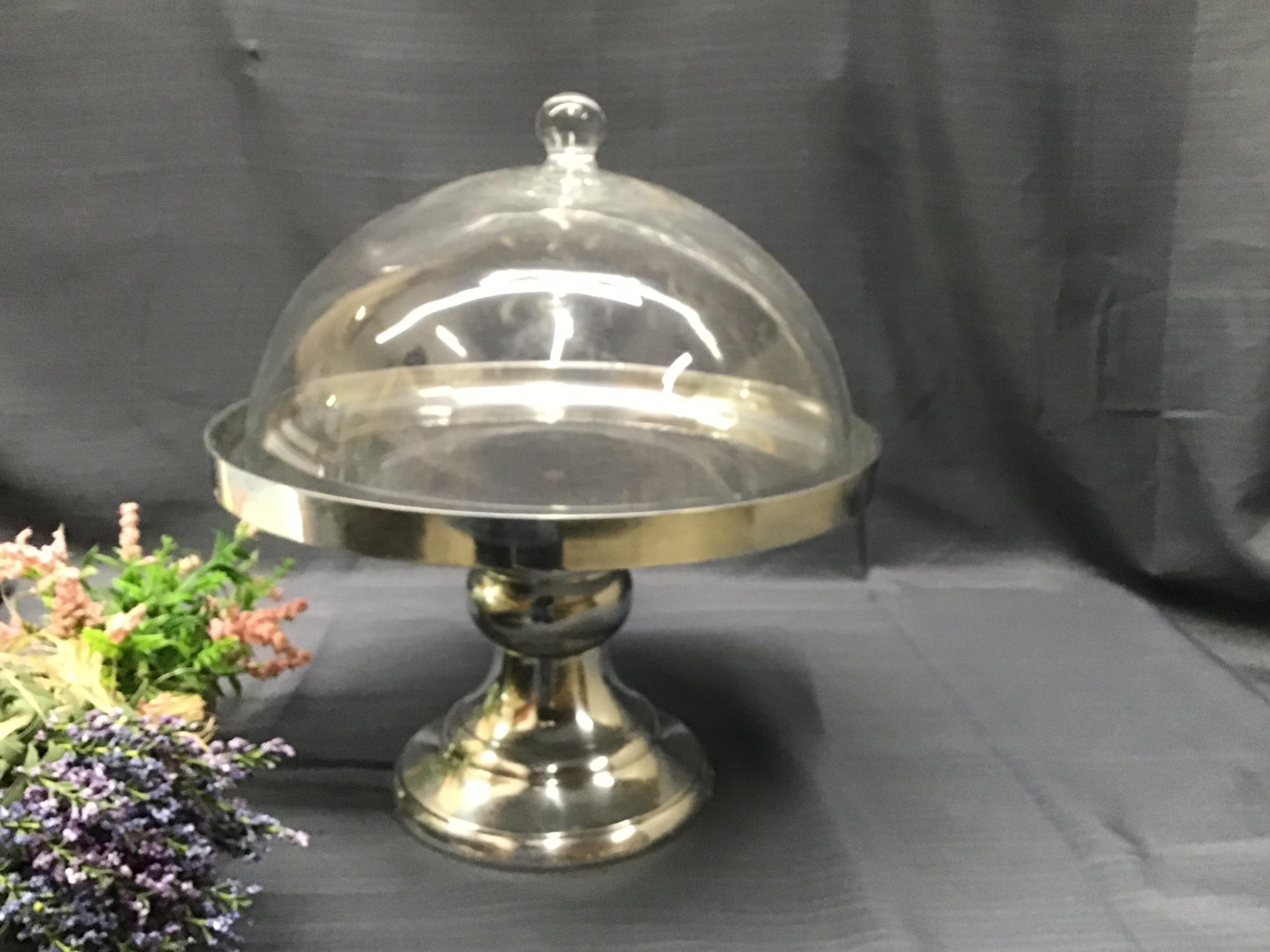 Silver Metal/ Glass Pedestal Dessert Dome