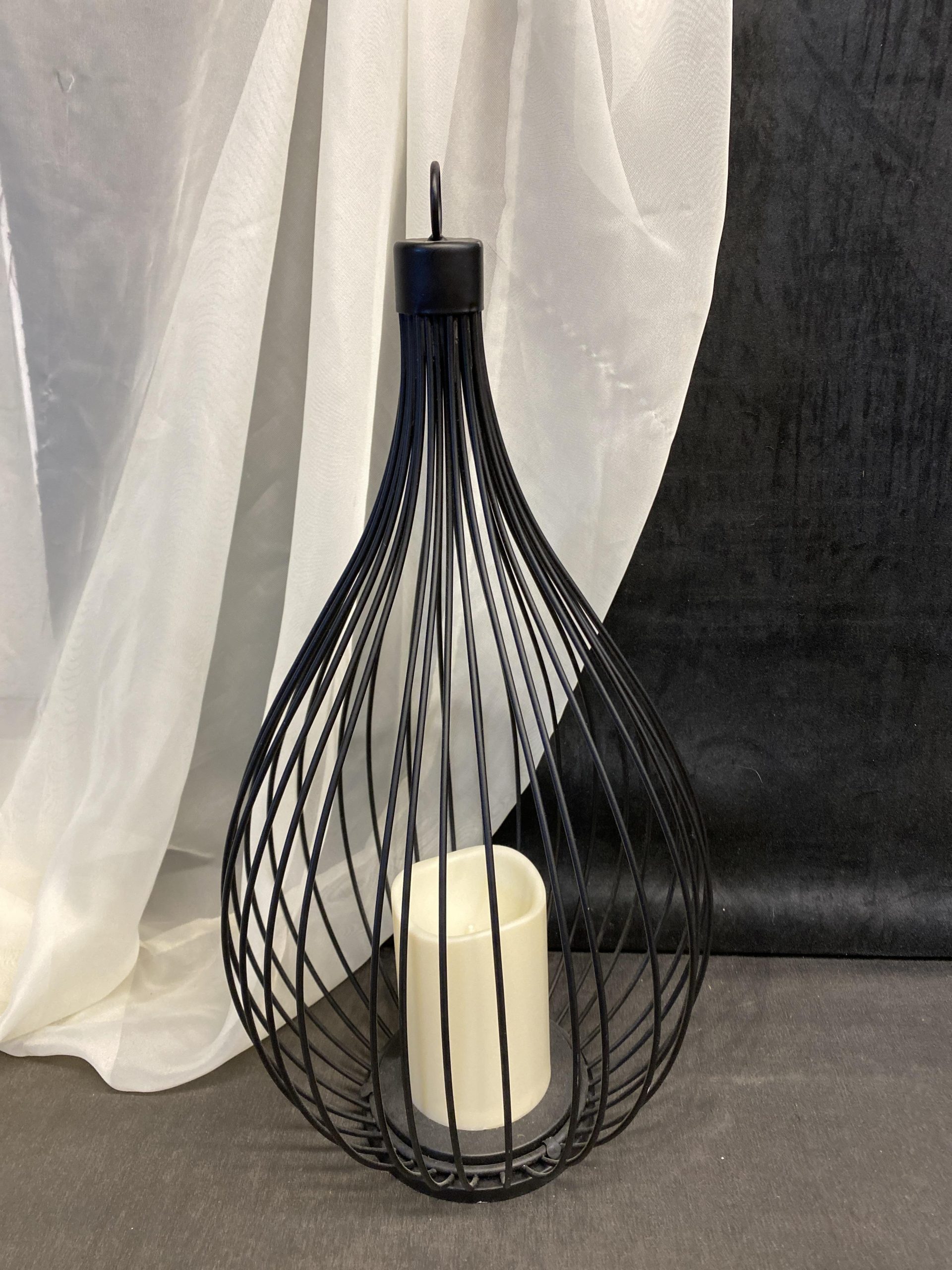 Metal Candle Lantern With Faux Candle