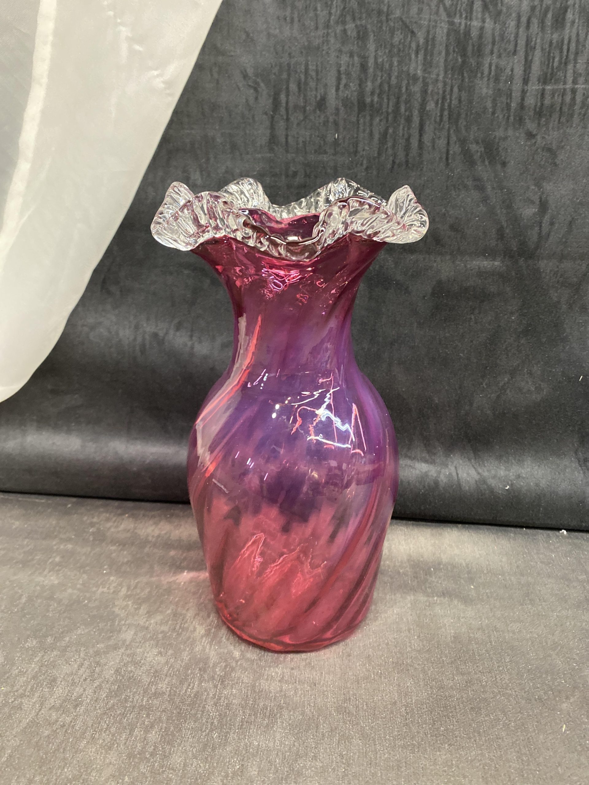 Hand Blown Cranberry Glass Vase