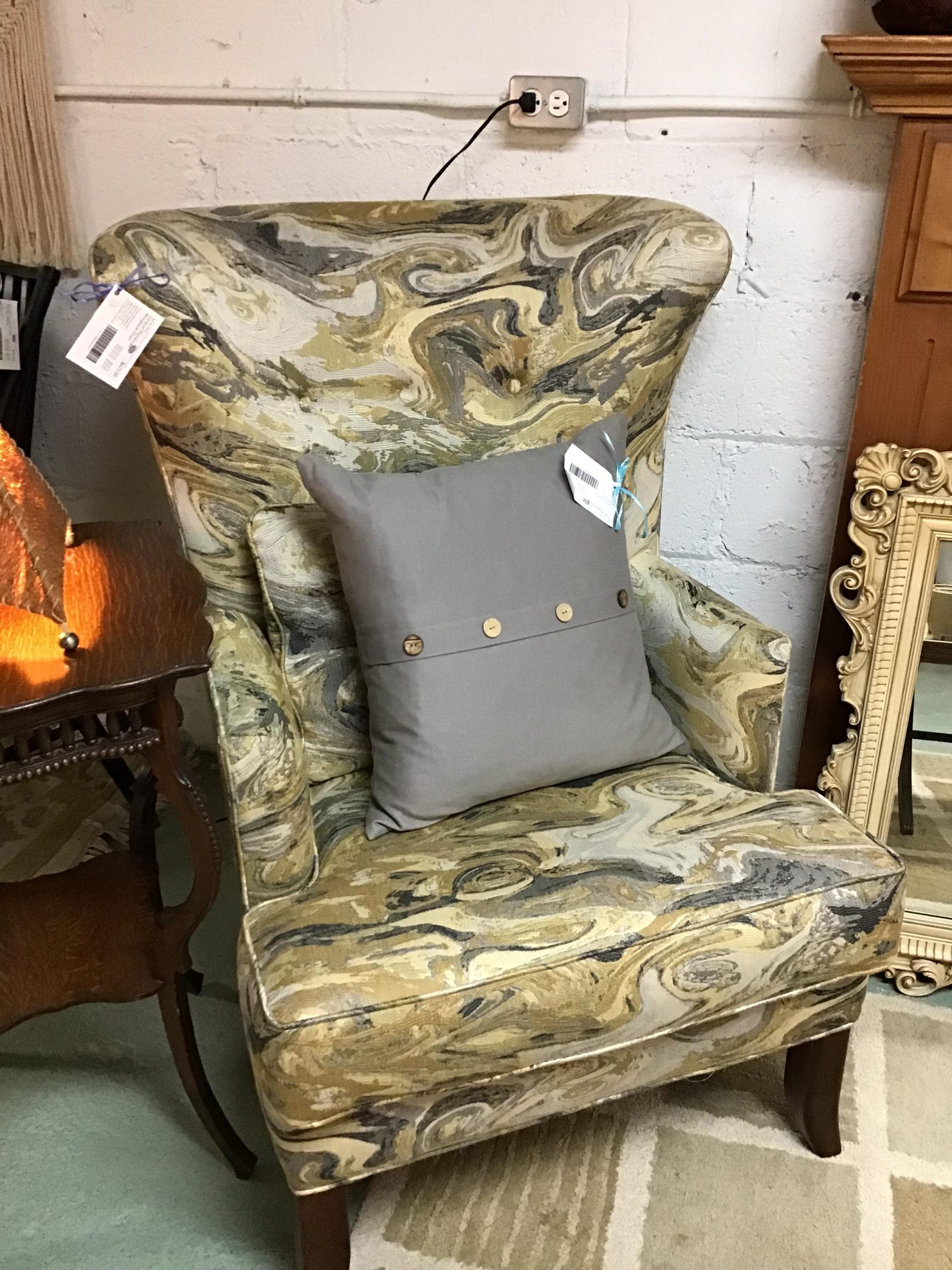 Unique! Patterned Wingback Chair