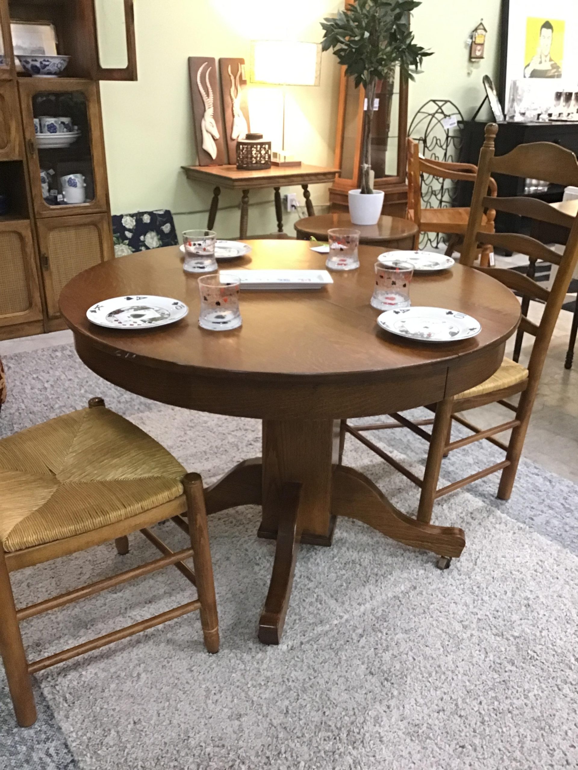 Vintage Solid Oak Round Table (only)
