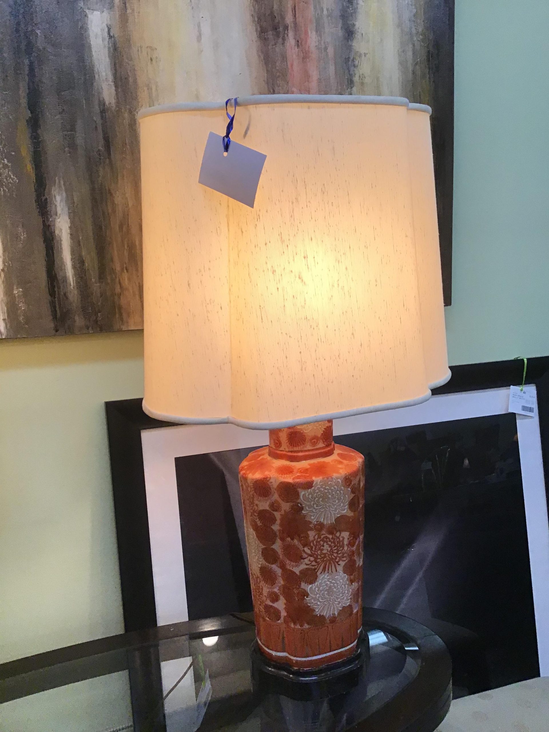Orange Floral Chinoiserie Lamp