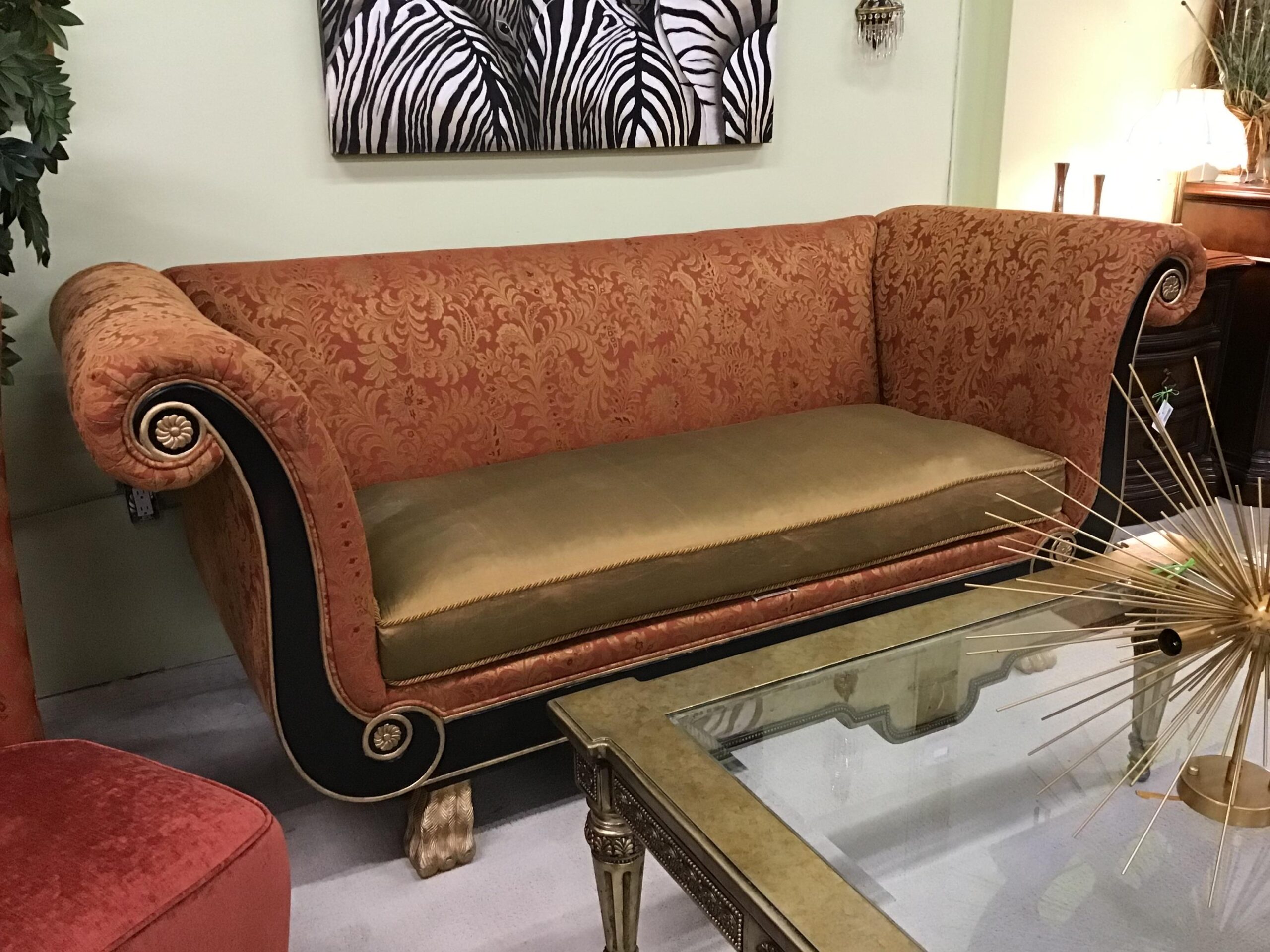 REGENCY HOUSE Coral, Black & Gold Sofa – Say Good BUY $197.28
