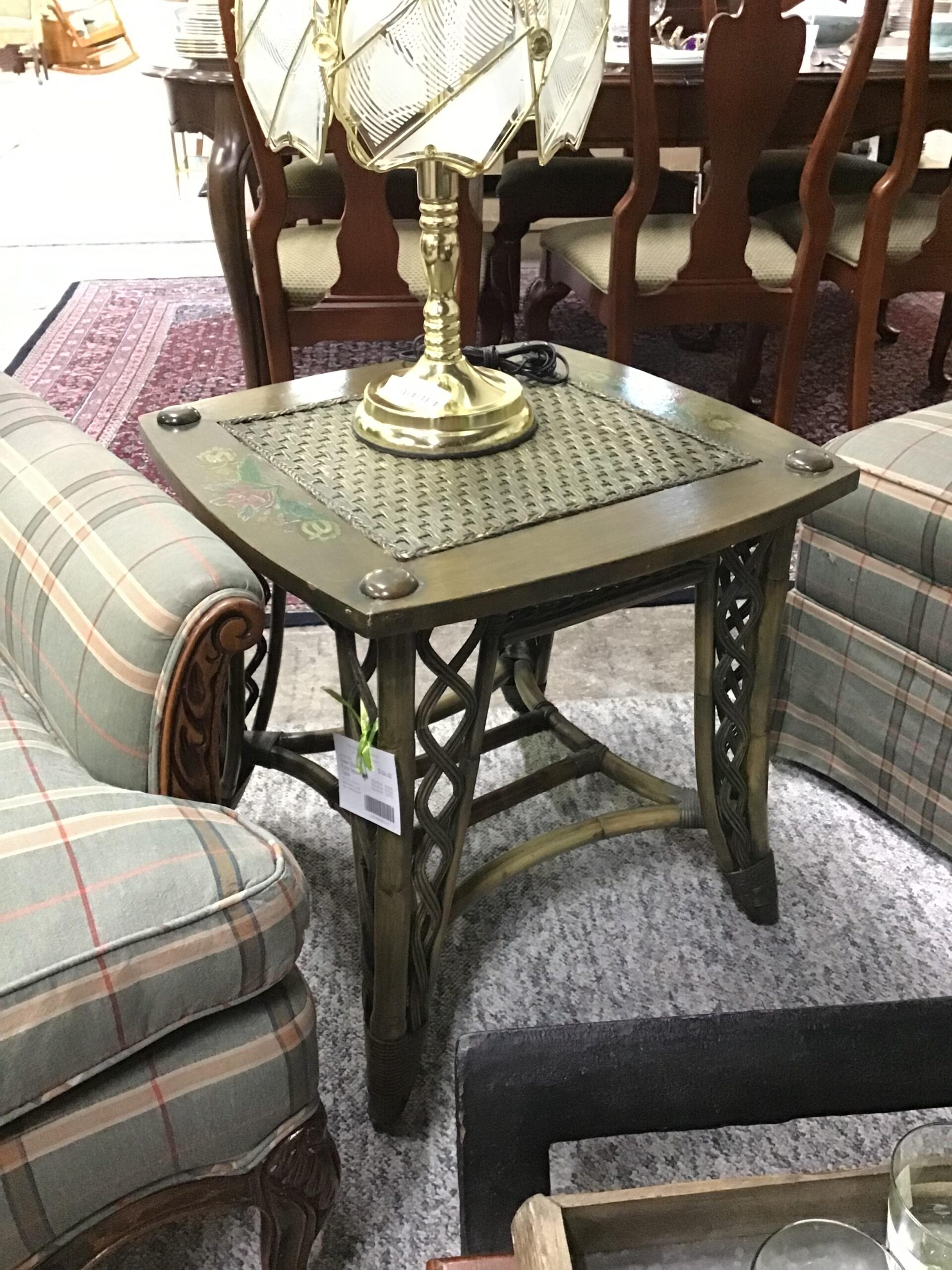 Green Stained/ Floral Square Side Table – Say Good BUY $53.85