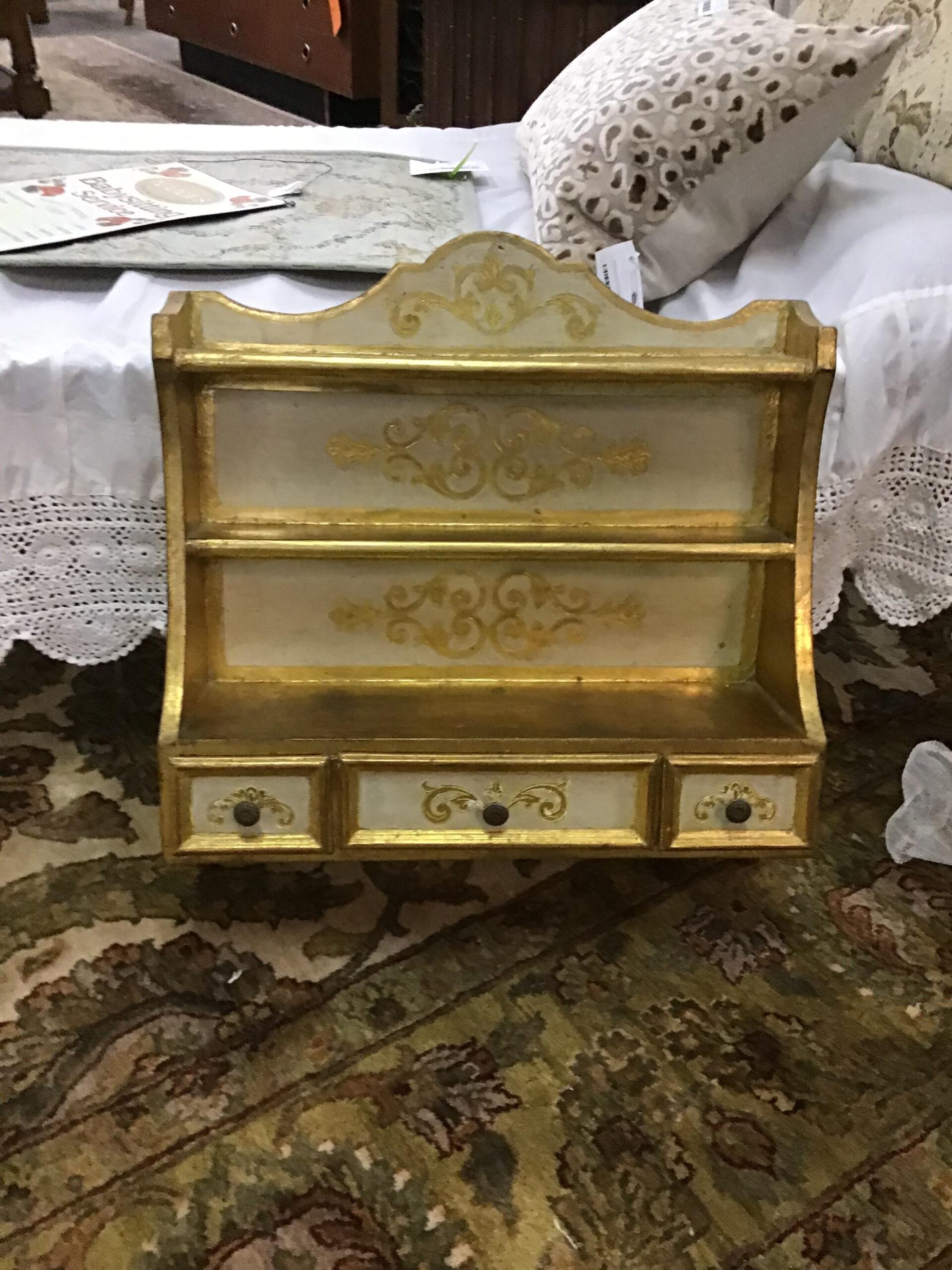 HOLD Vintage Gold Florentine Wall Cabinet