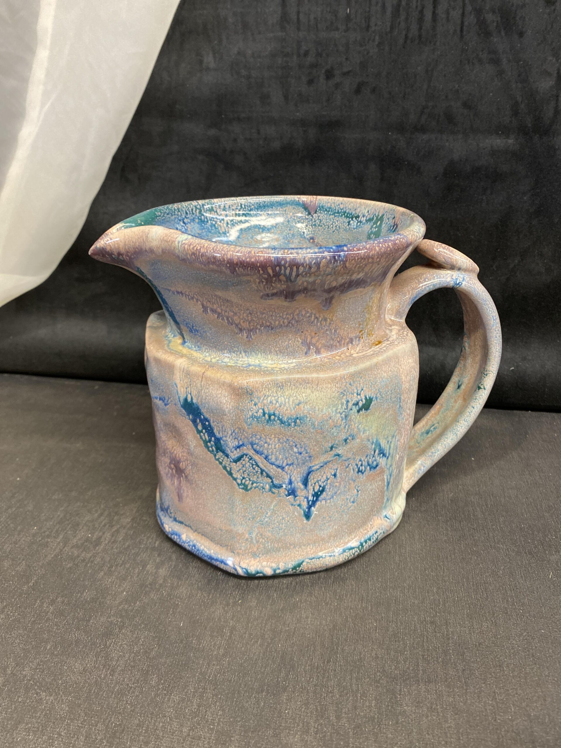 Studio Pottery Jug – Pink & Blue
