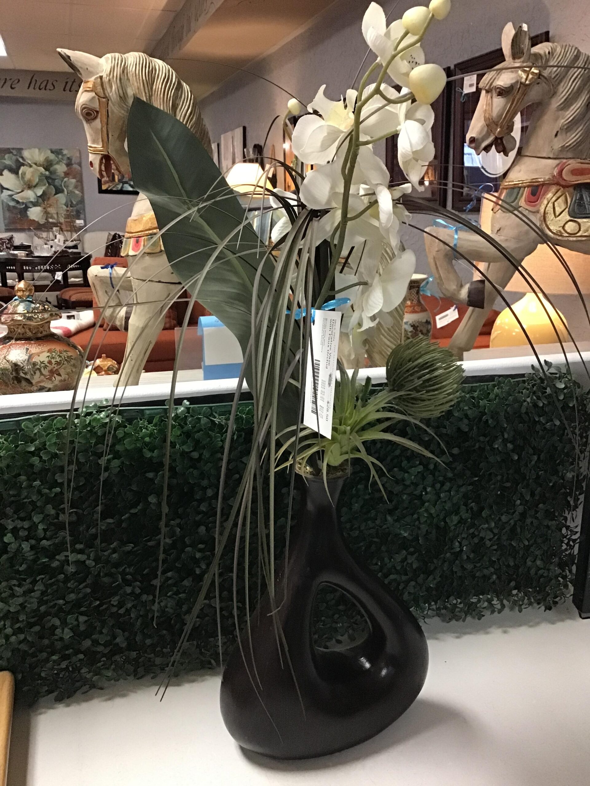 Decorative Vase with Faux Orchid