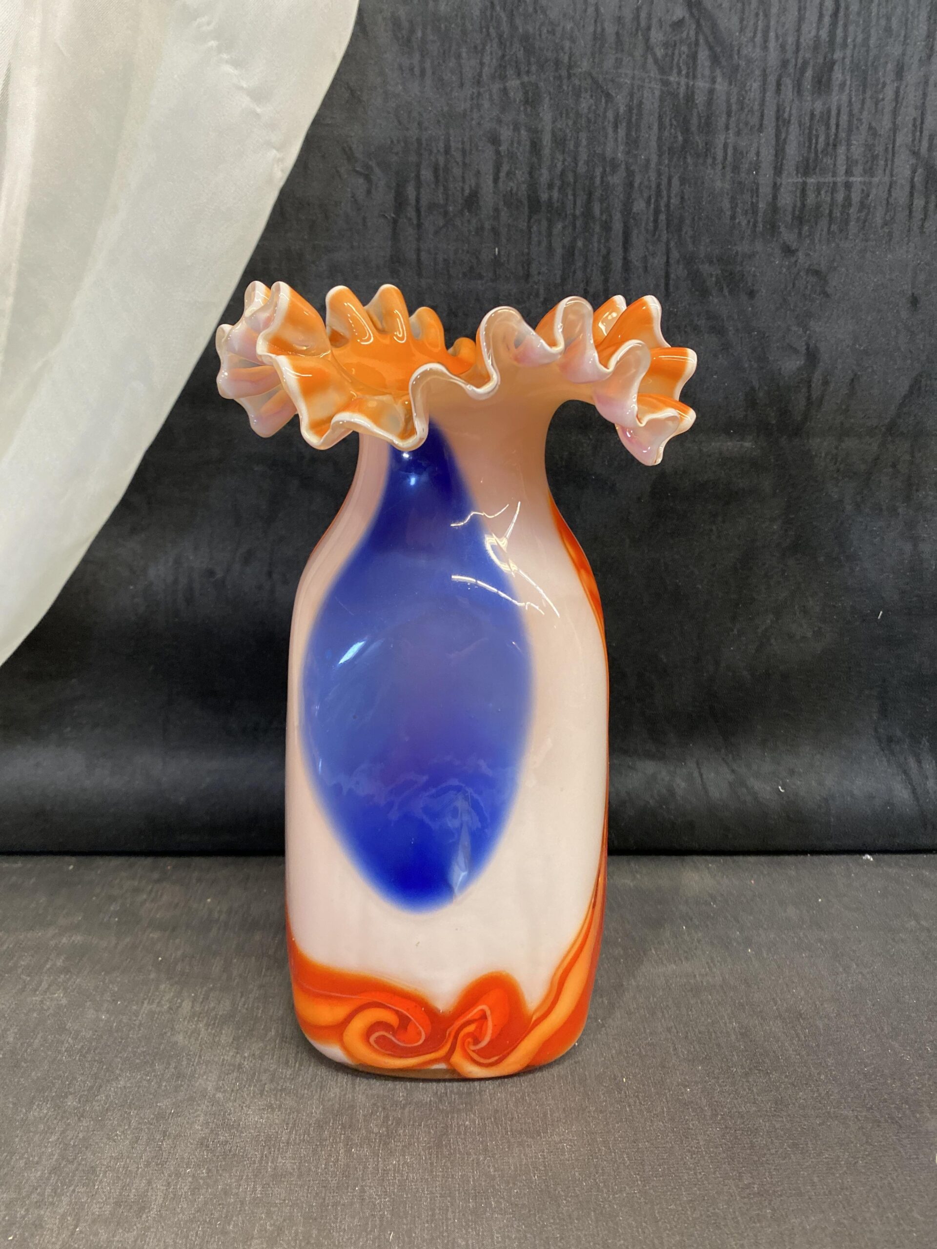 Art Glass Vase – Blue & Orange