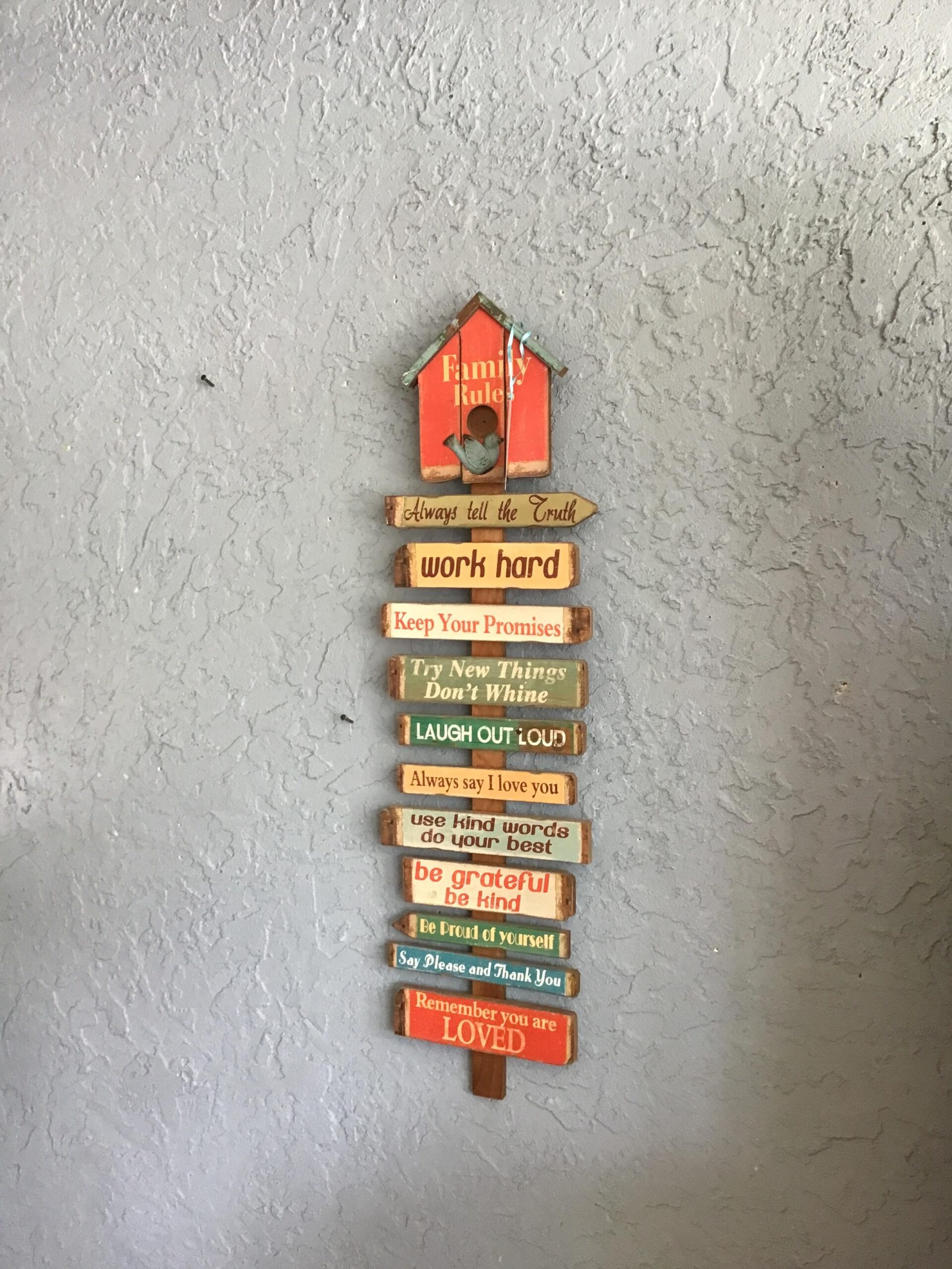 ‘Family Rules’ Wood Plaque