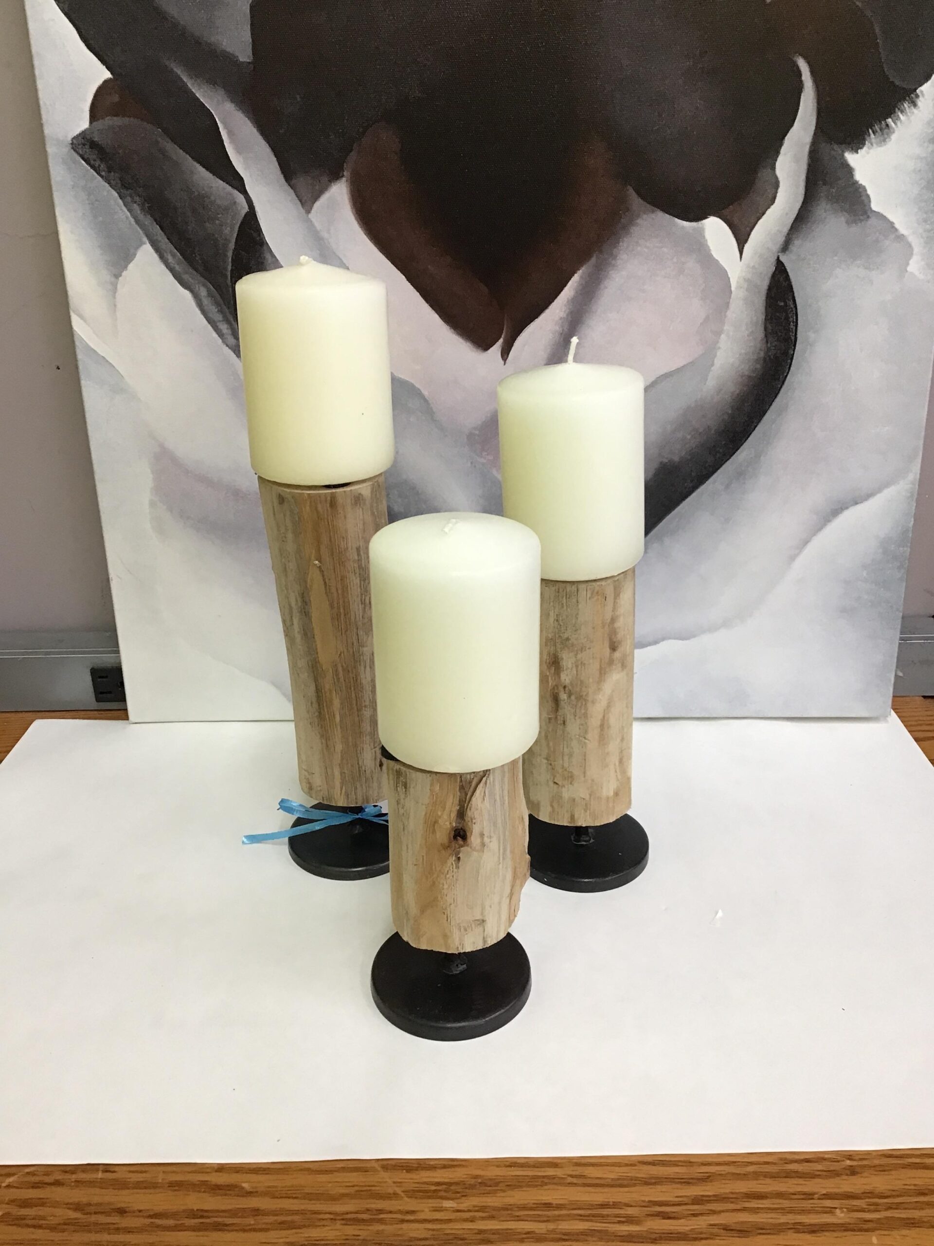 Wood Candle Holders (3)