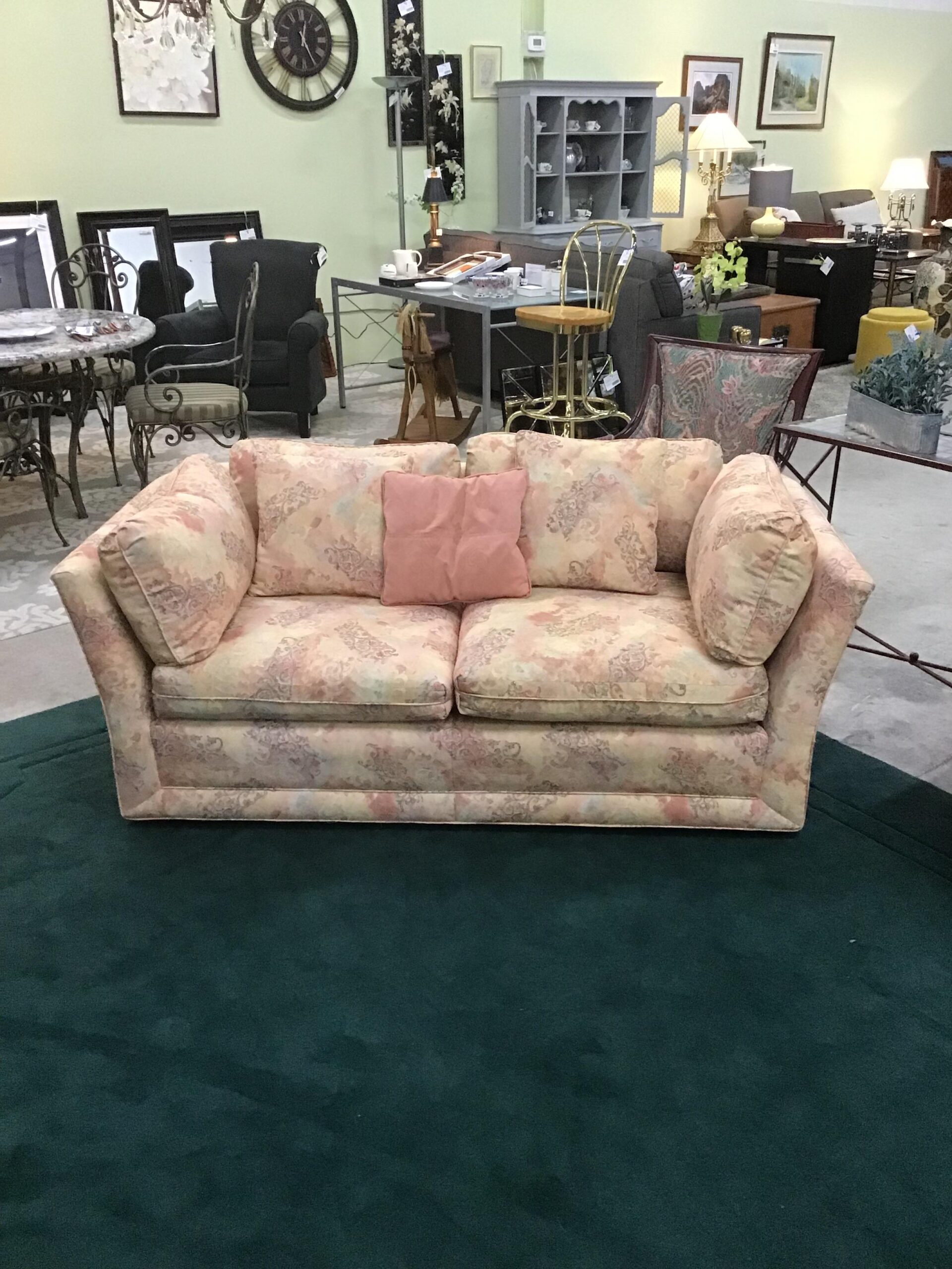Rosy Peach Floral Loveseat