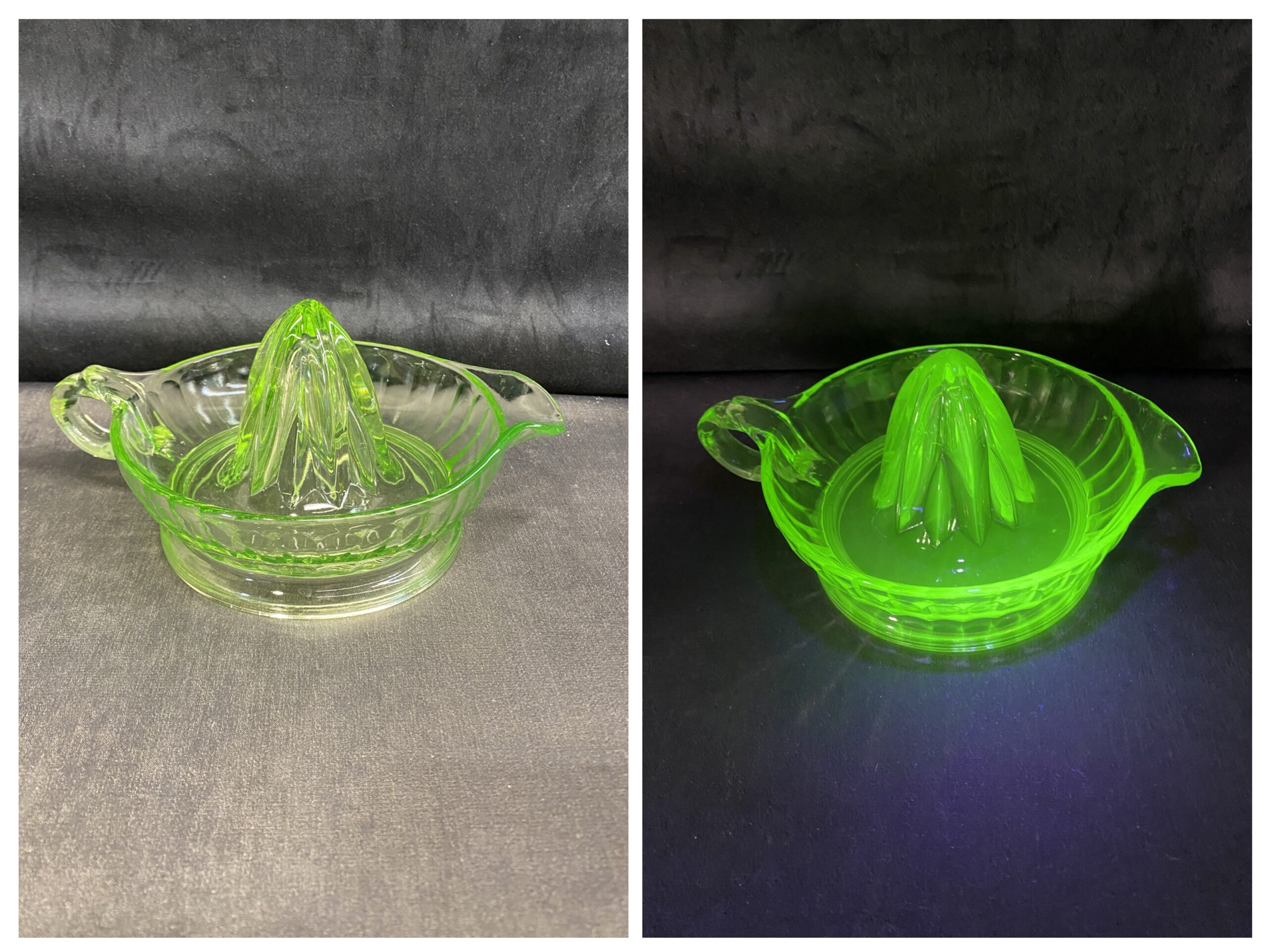 Vintage Glass Juicer – Green ( Glows Under UV)