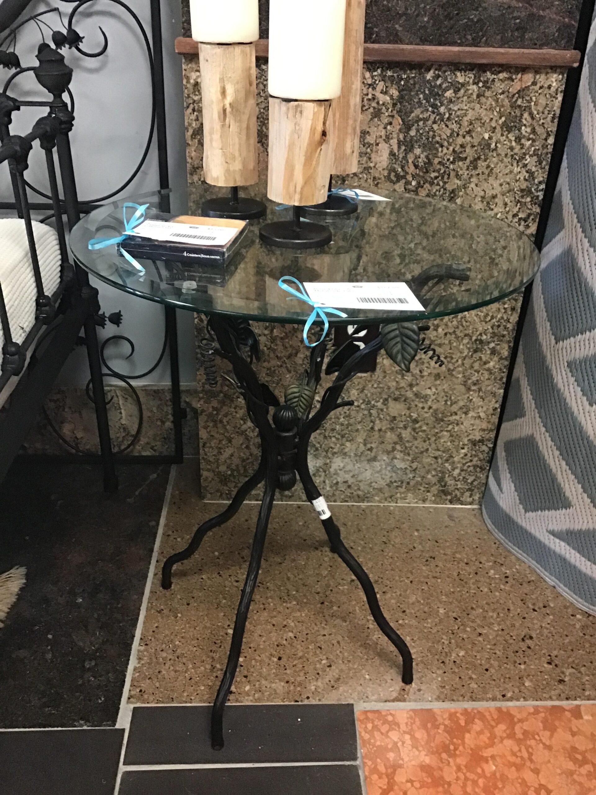 Round Glass & Metal Side Table