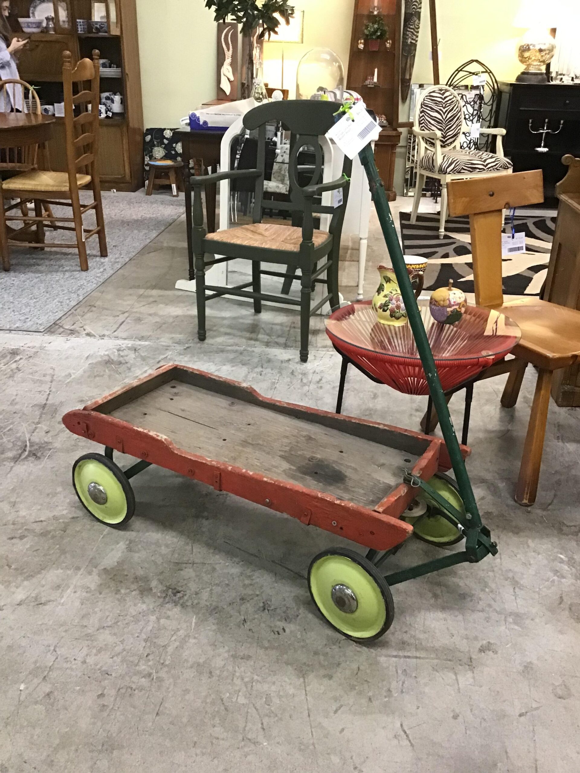 Vintage Little Red Wooden Wagon