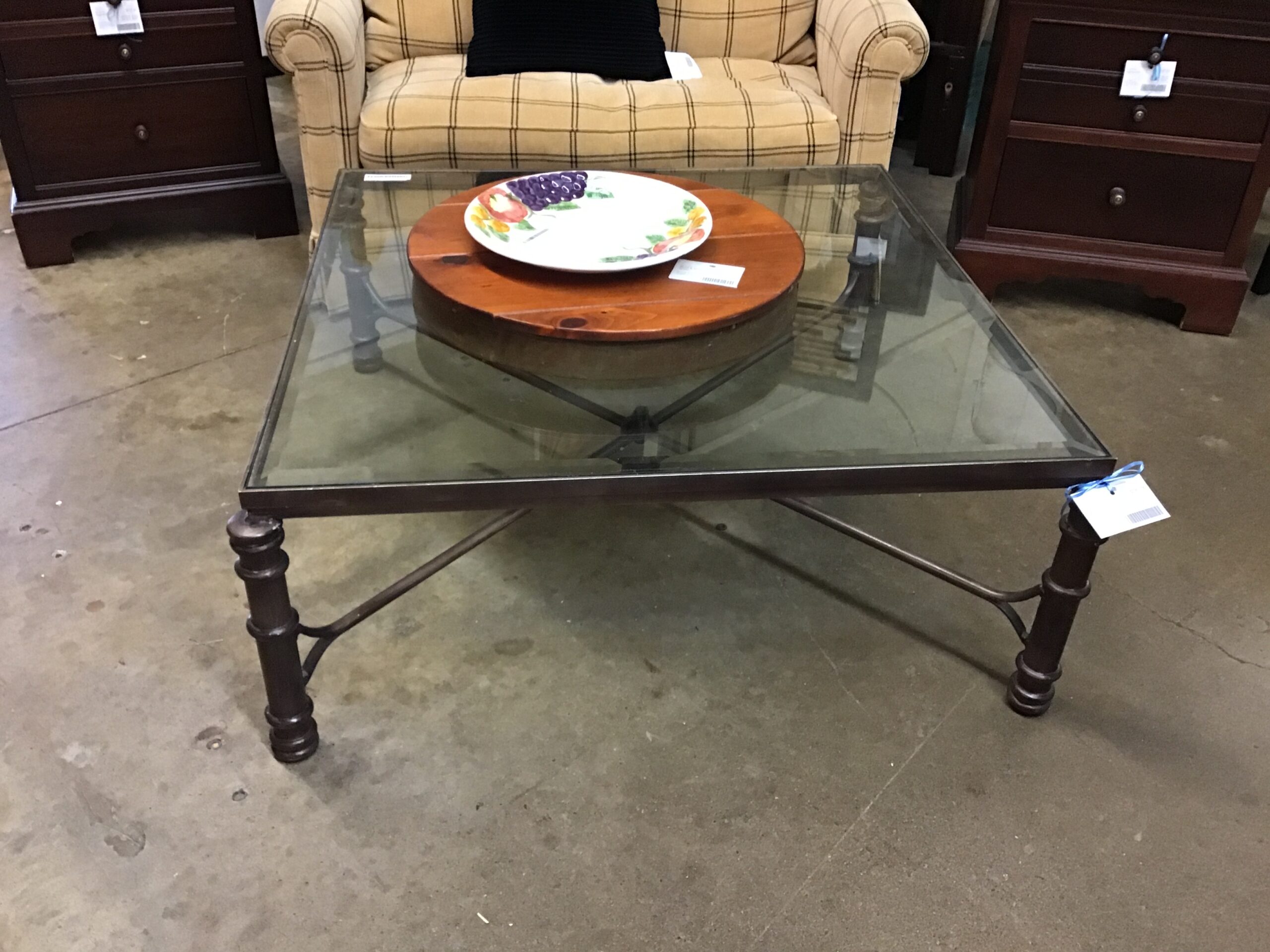 Large Iron/Glass Coffee Table