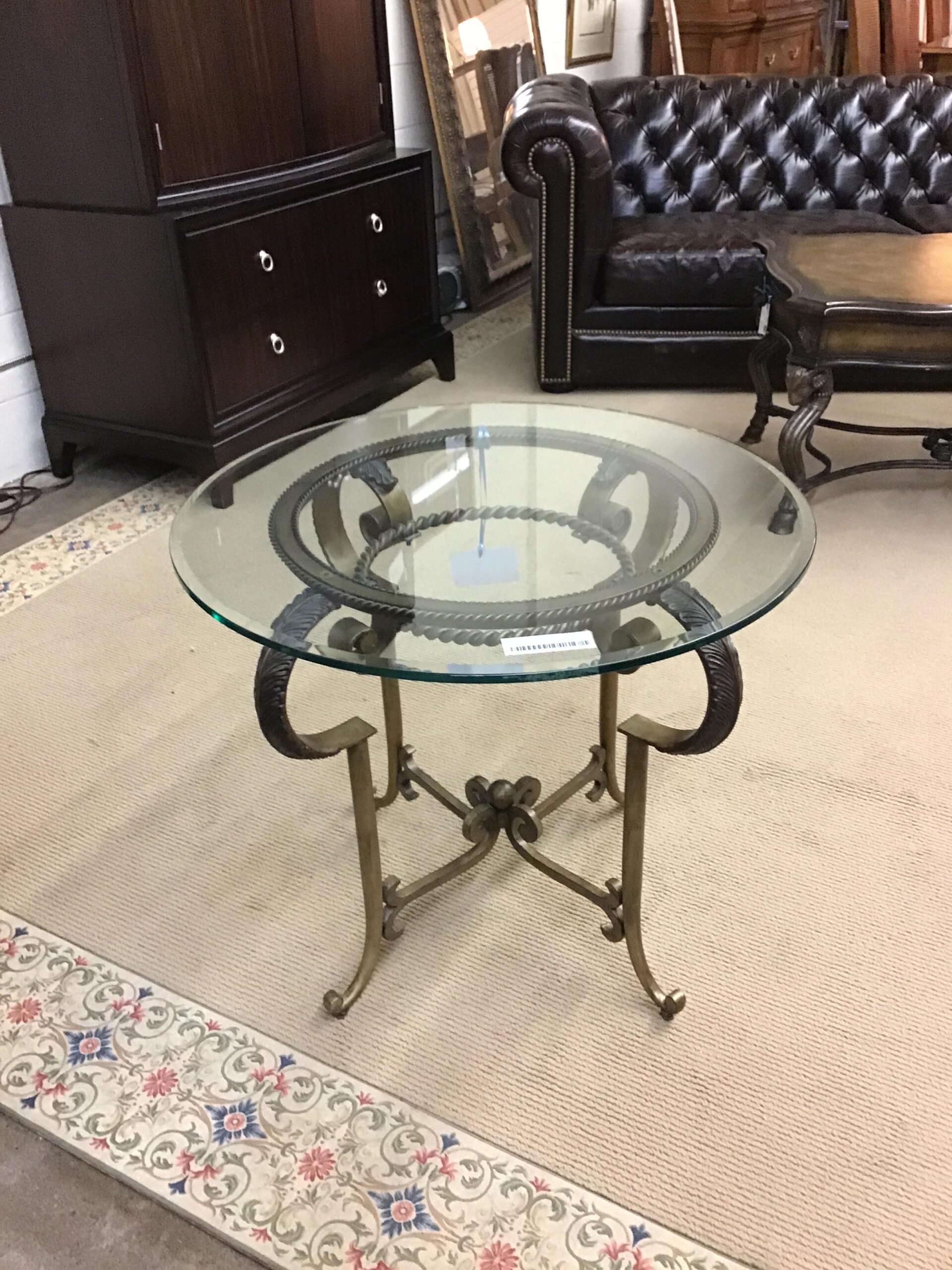 Metal/Glass Rd Side Table