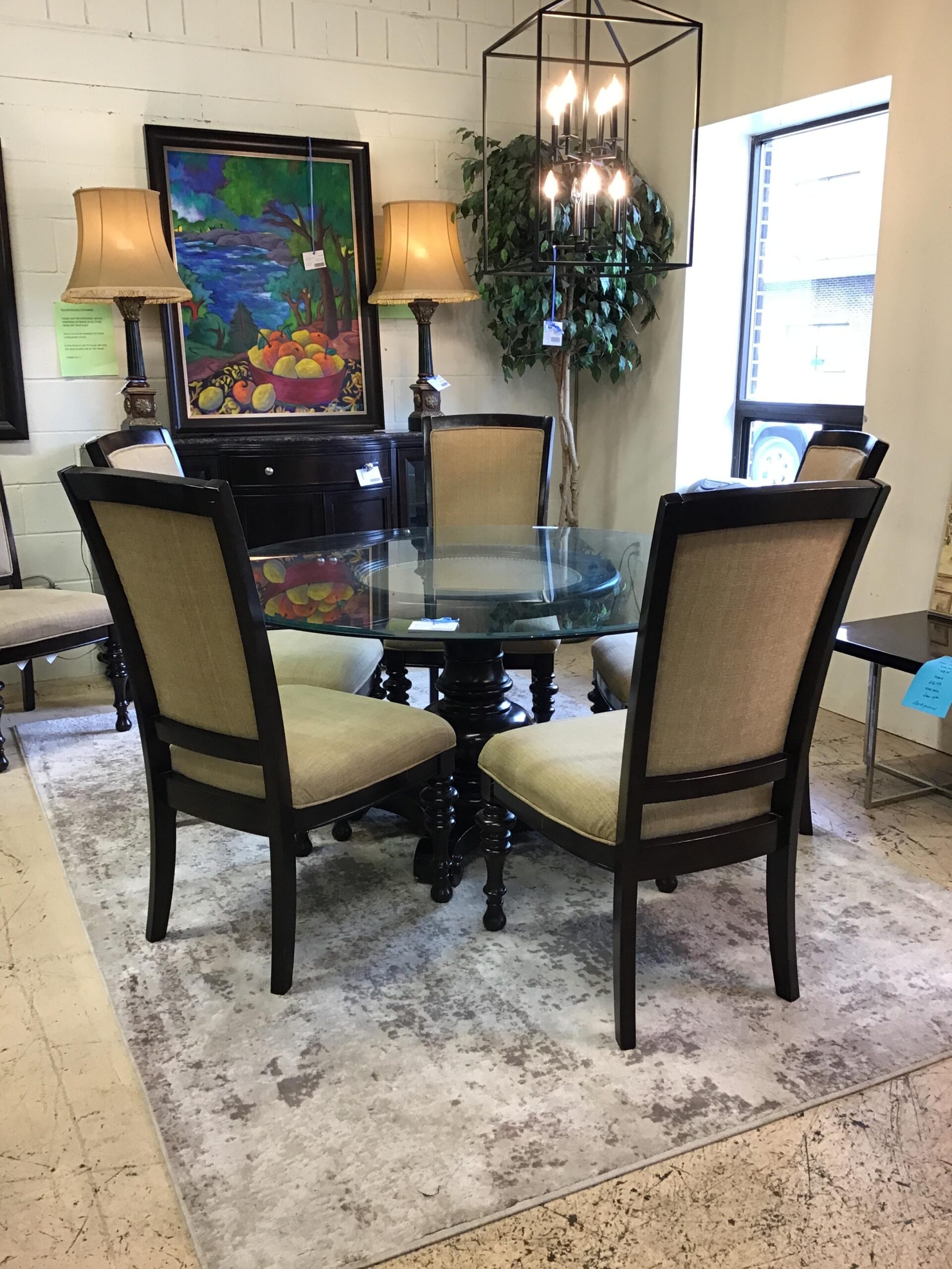 Rd Beveled Glass Table & 6 Chairs