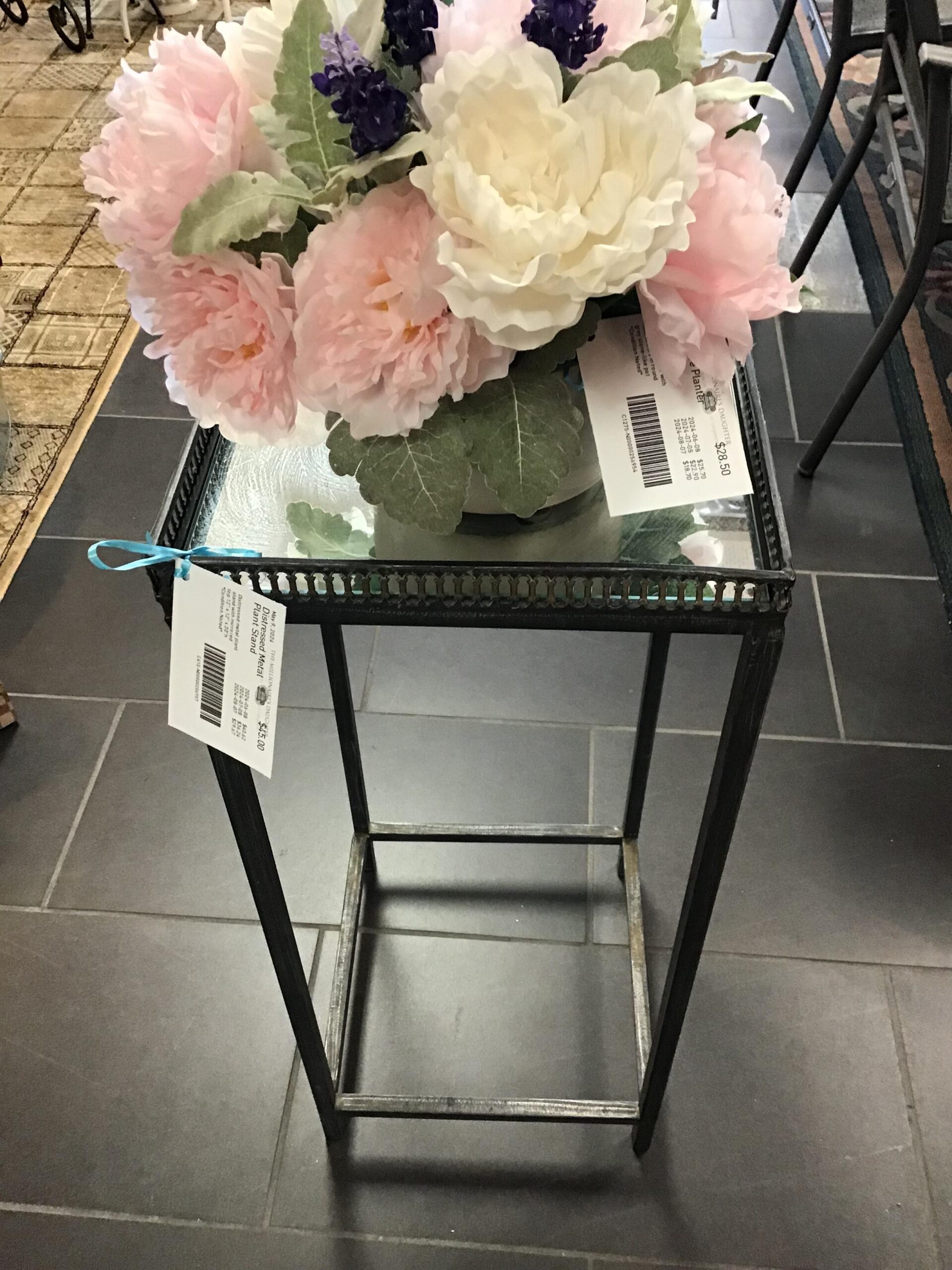 Distressed Metal Plant Stand
