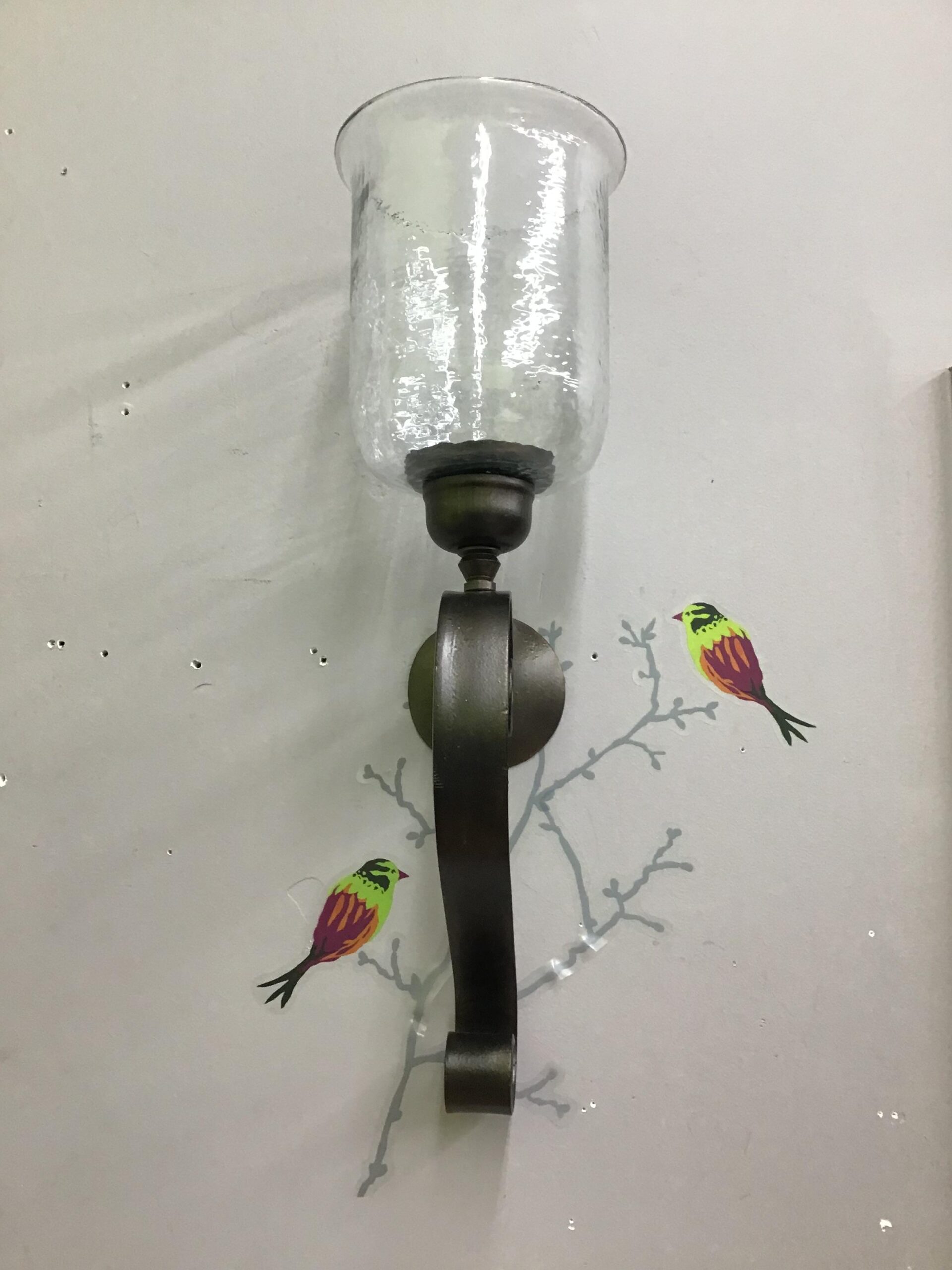 Large Glass and Metal Wall Sconce