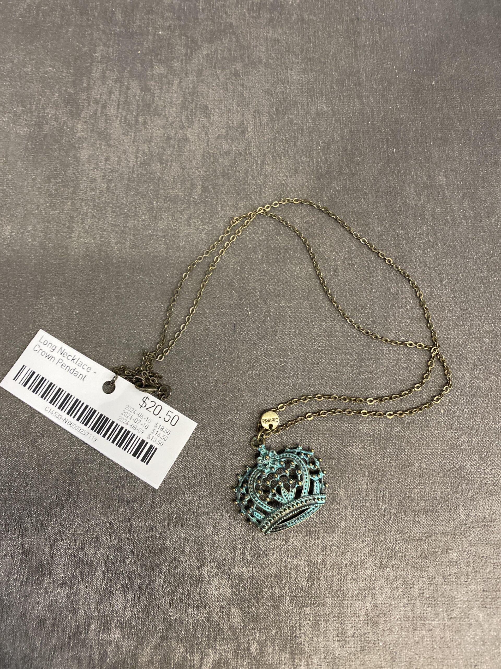Long Necklace – Crown Pendant