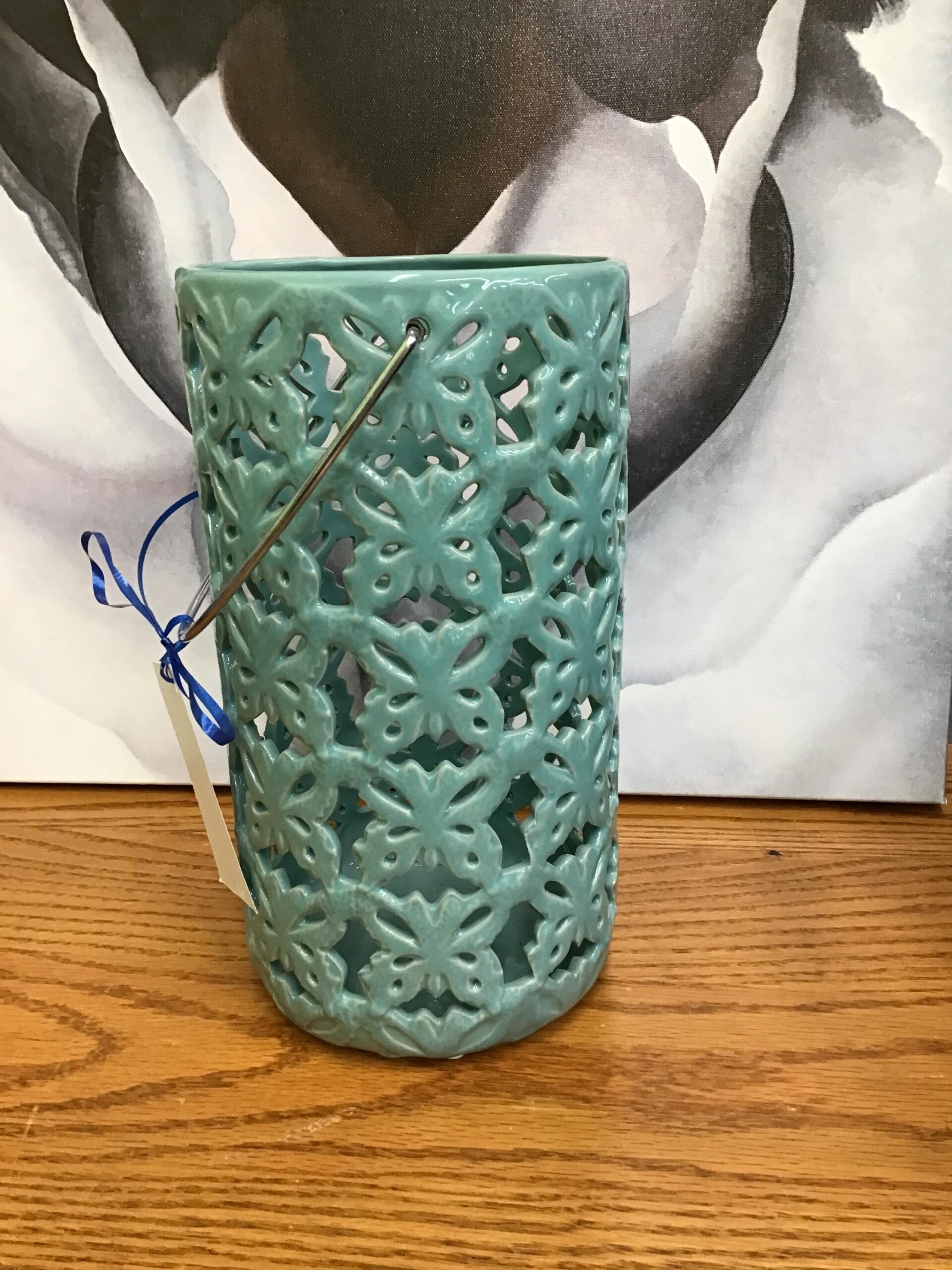 Turquoise Ceramic Bowrings Lantern