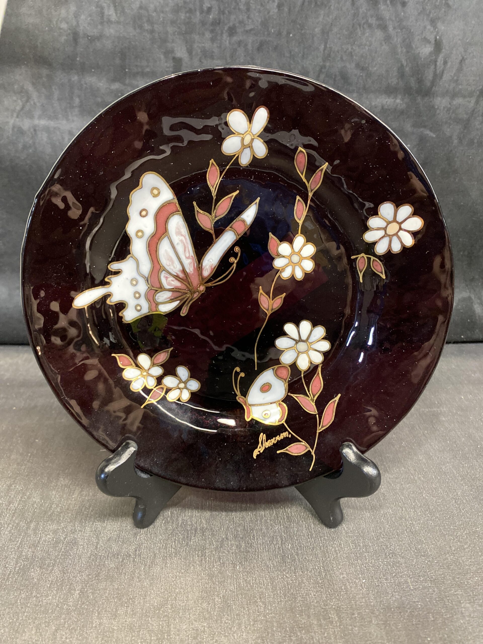 Hand Painted Glass Plate – Butterflies