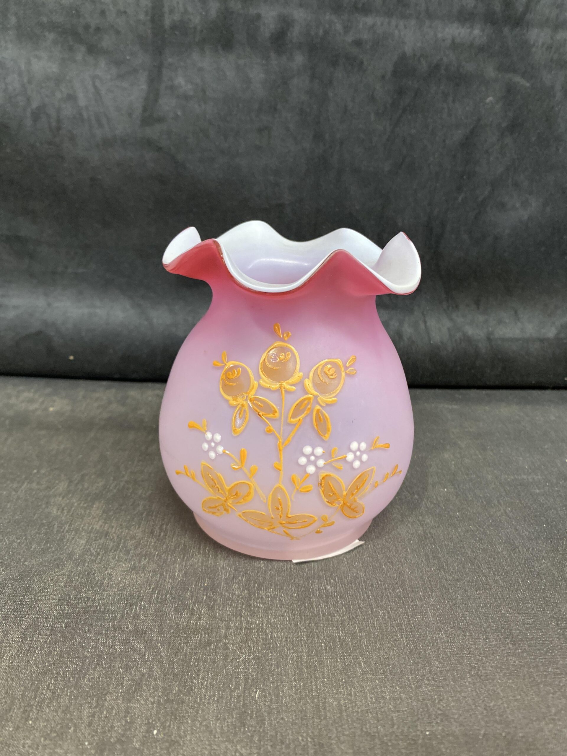 Vintage Hand Painted Vase – Satin Pink
